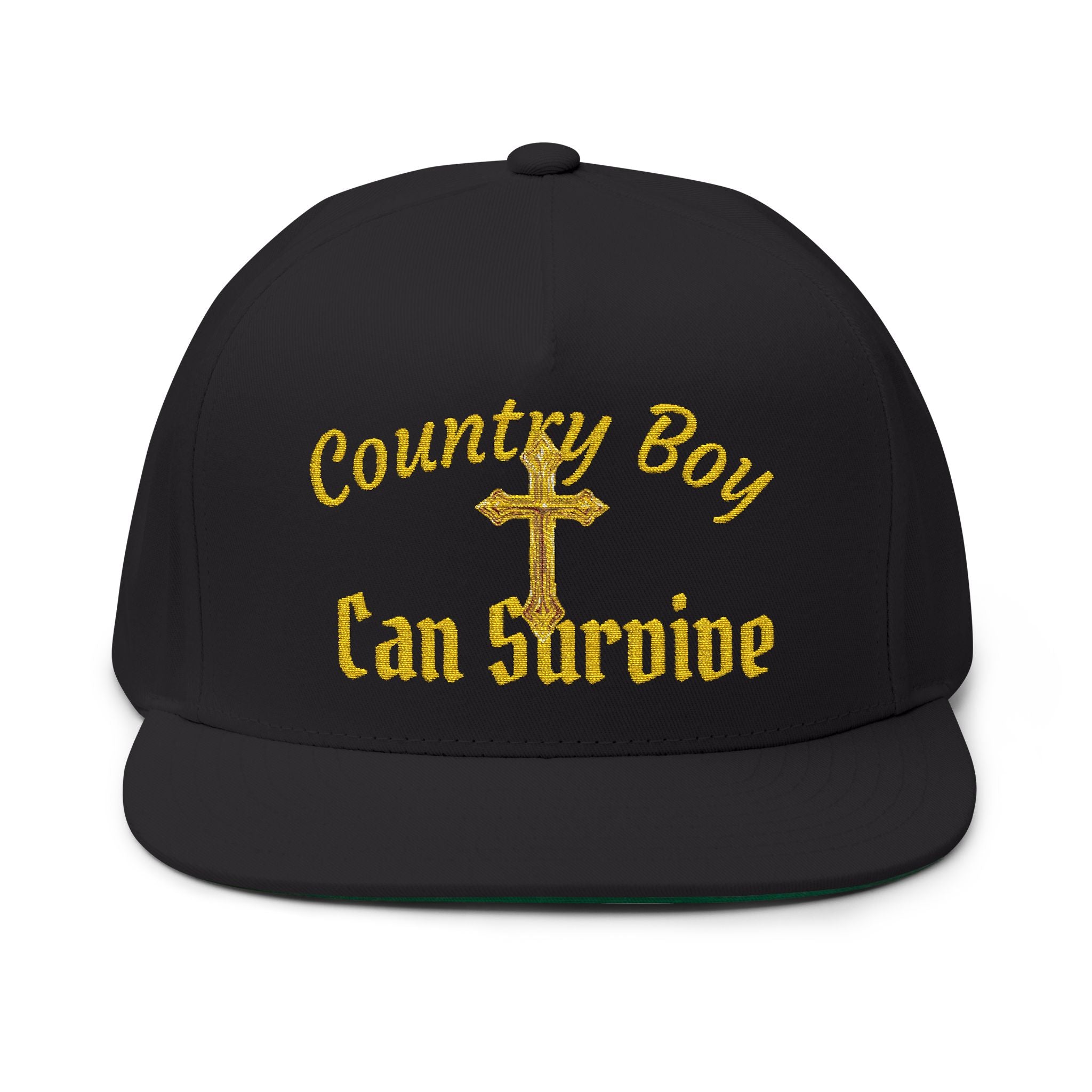 Country Boy Can Survive Embroidered Flat Bill Cap