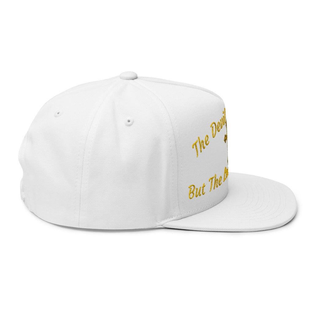 Embroidered Faith Flat Bill Cap — "The Devil Can Scare But The Lord Has Won"