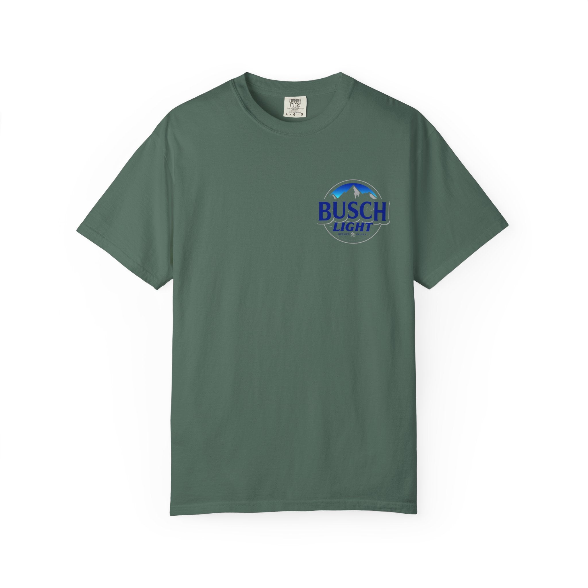 Labrador Trio Graphic T-Shirt — Busch Light Logo Front, Retriever Hunt Scene Back
