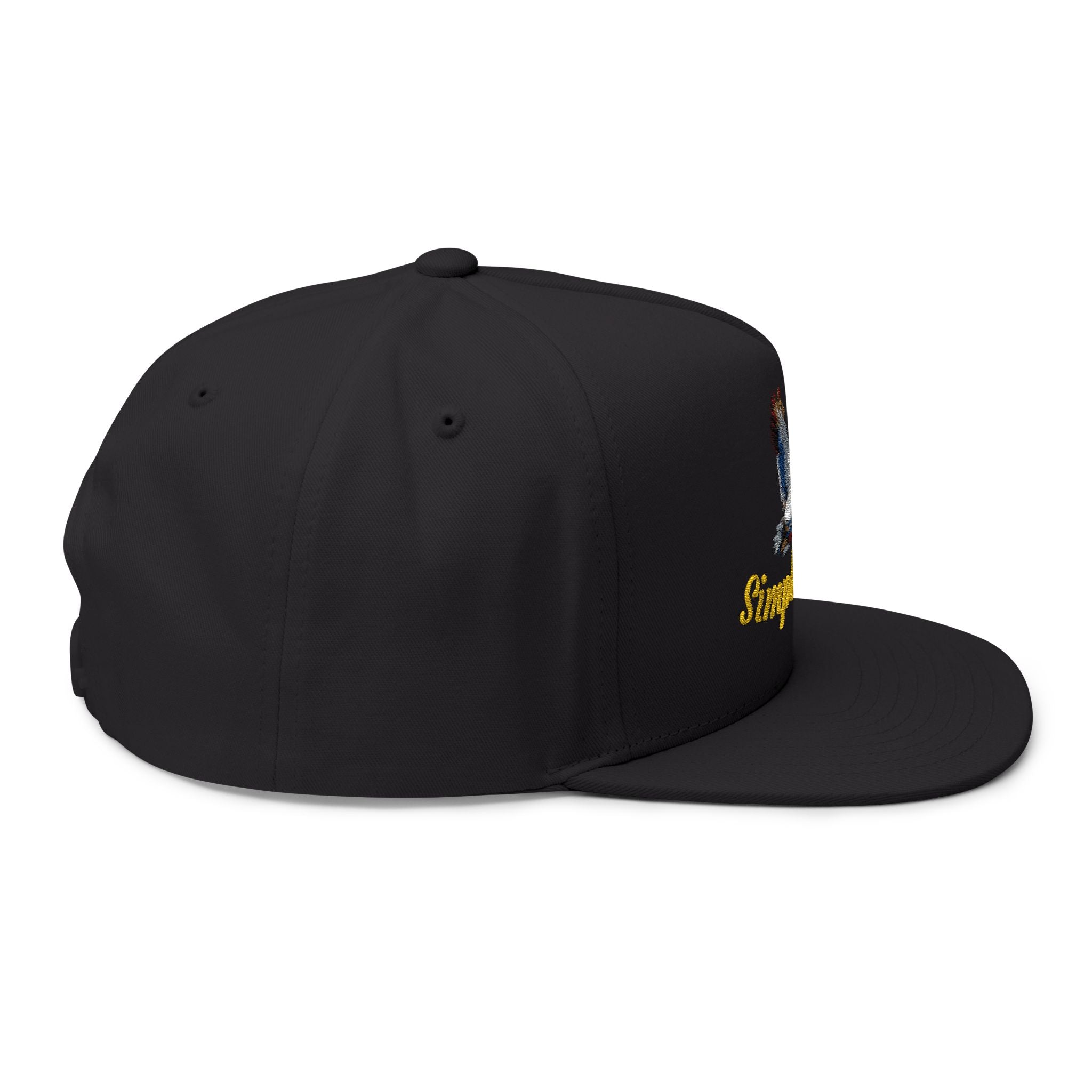 Flat Bill Cap — Embroidered Flying Duck with "Simple Man" Text