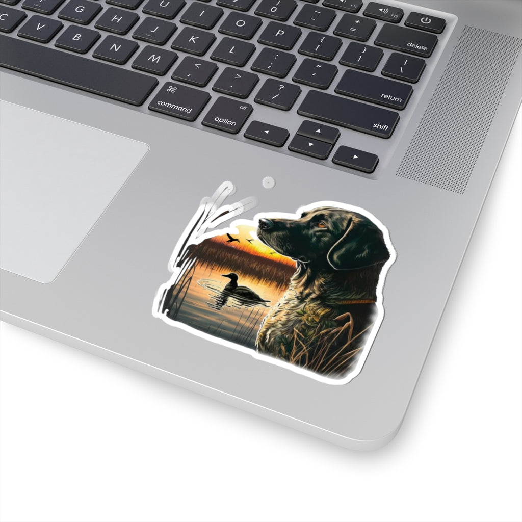 Duck Hunting Black Lab Sticker — Sunset Marsh Kiss-Cut Sticker