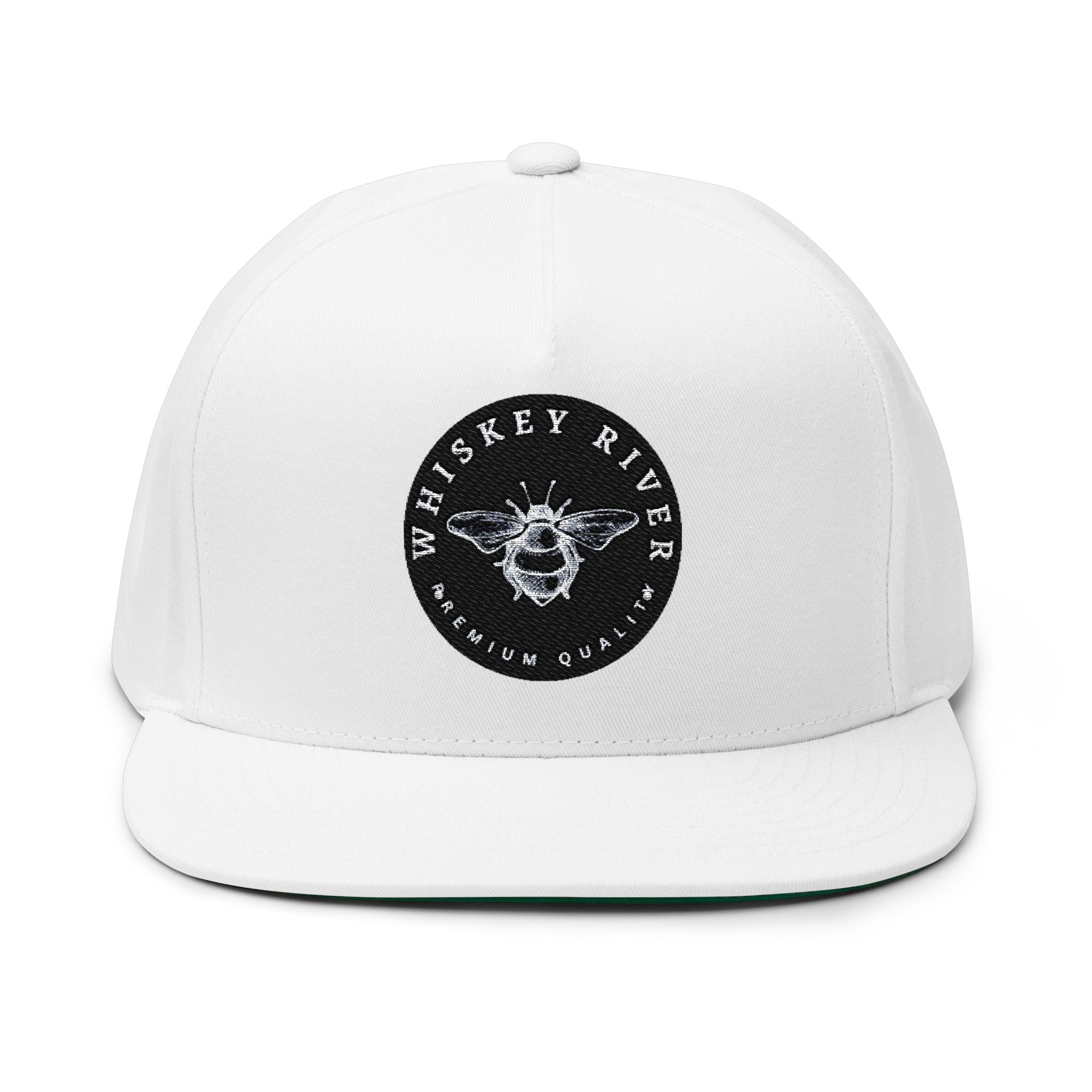 Flat Bill Cap — Whiskey River Embroidered Bee Patch Snapback