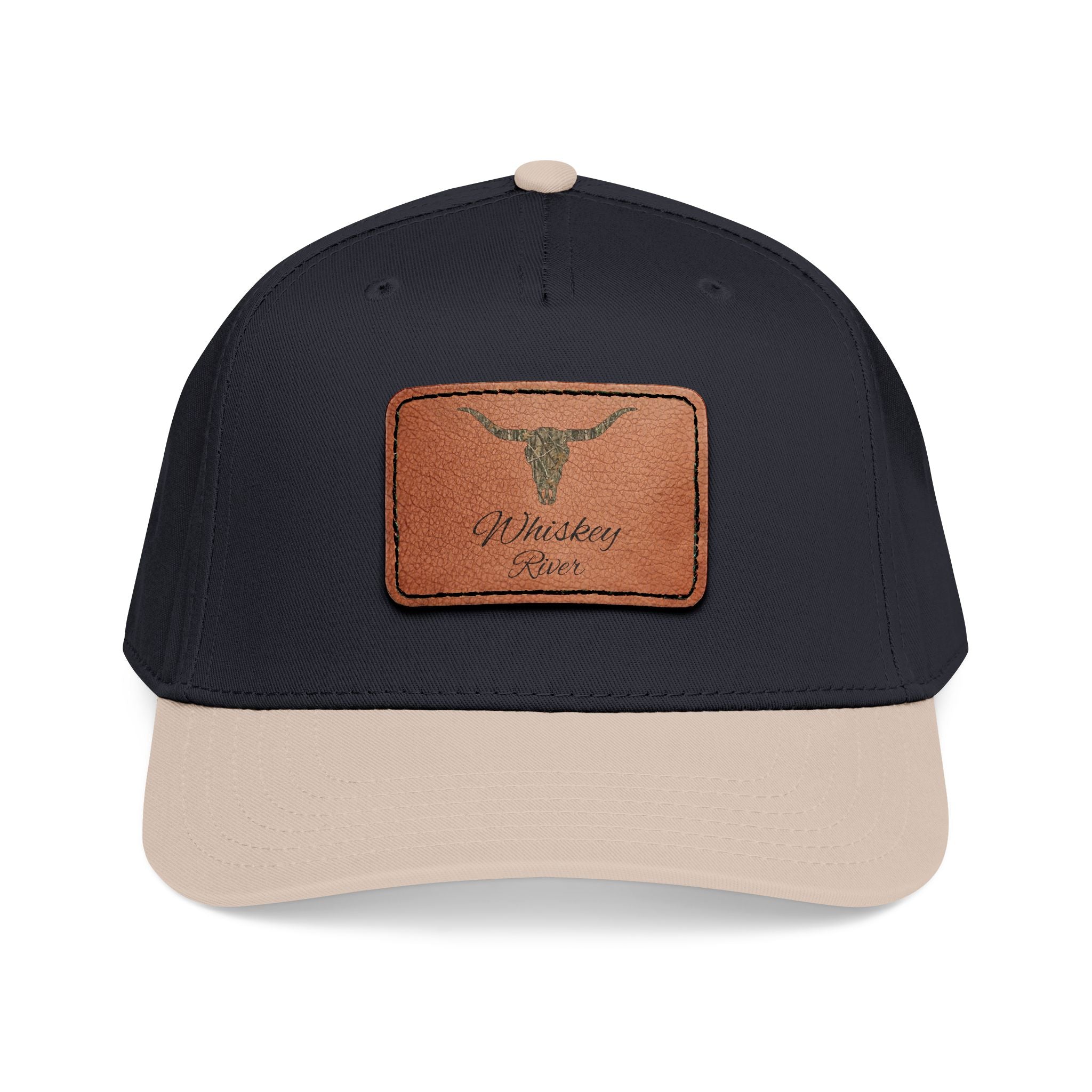 Leather Patch Baseball Cap — Western Longhorn Design