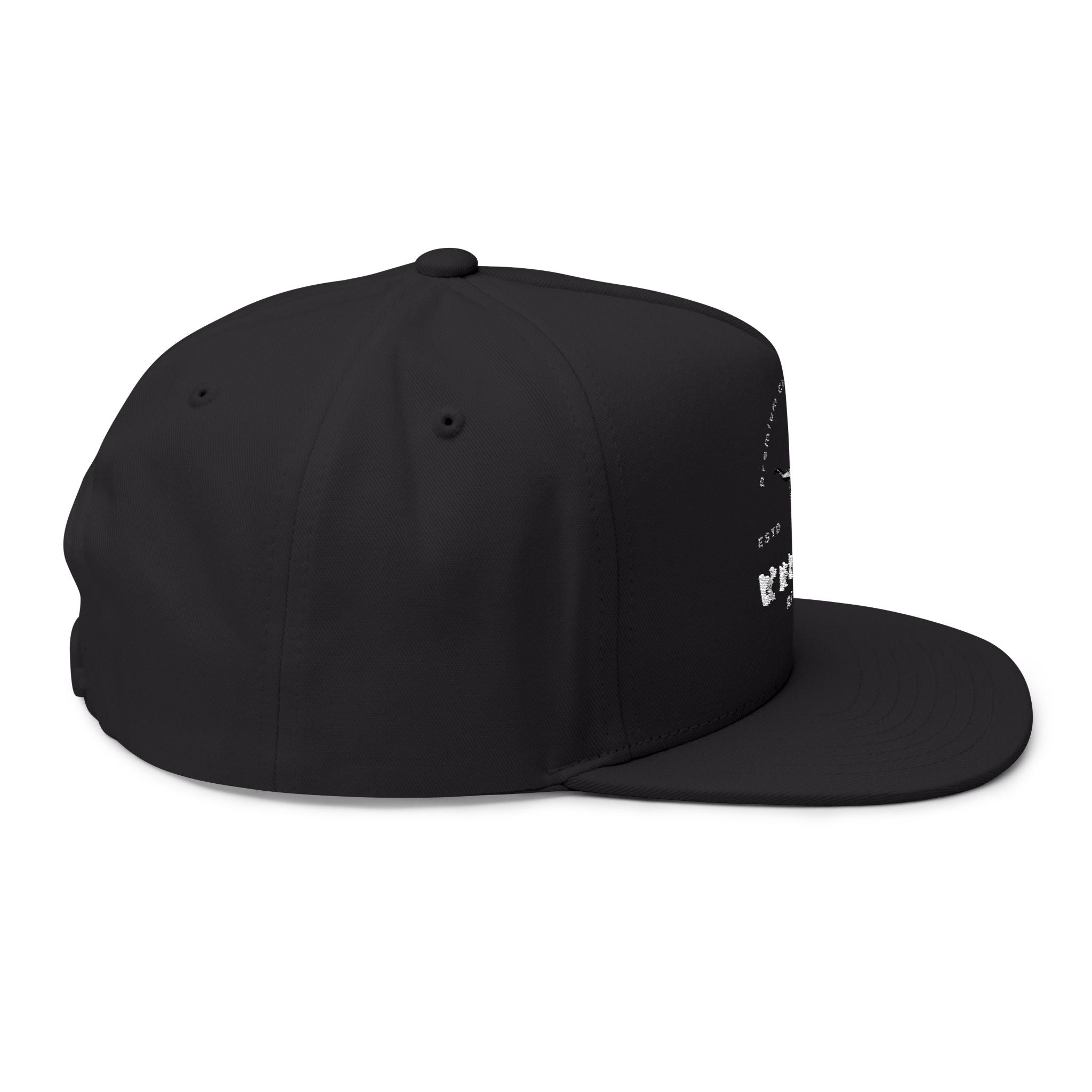 Whiskey River Embroidered Flat Bill Cap — Western Longhorn Logo Snapback