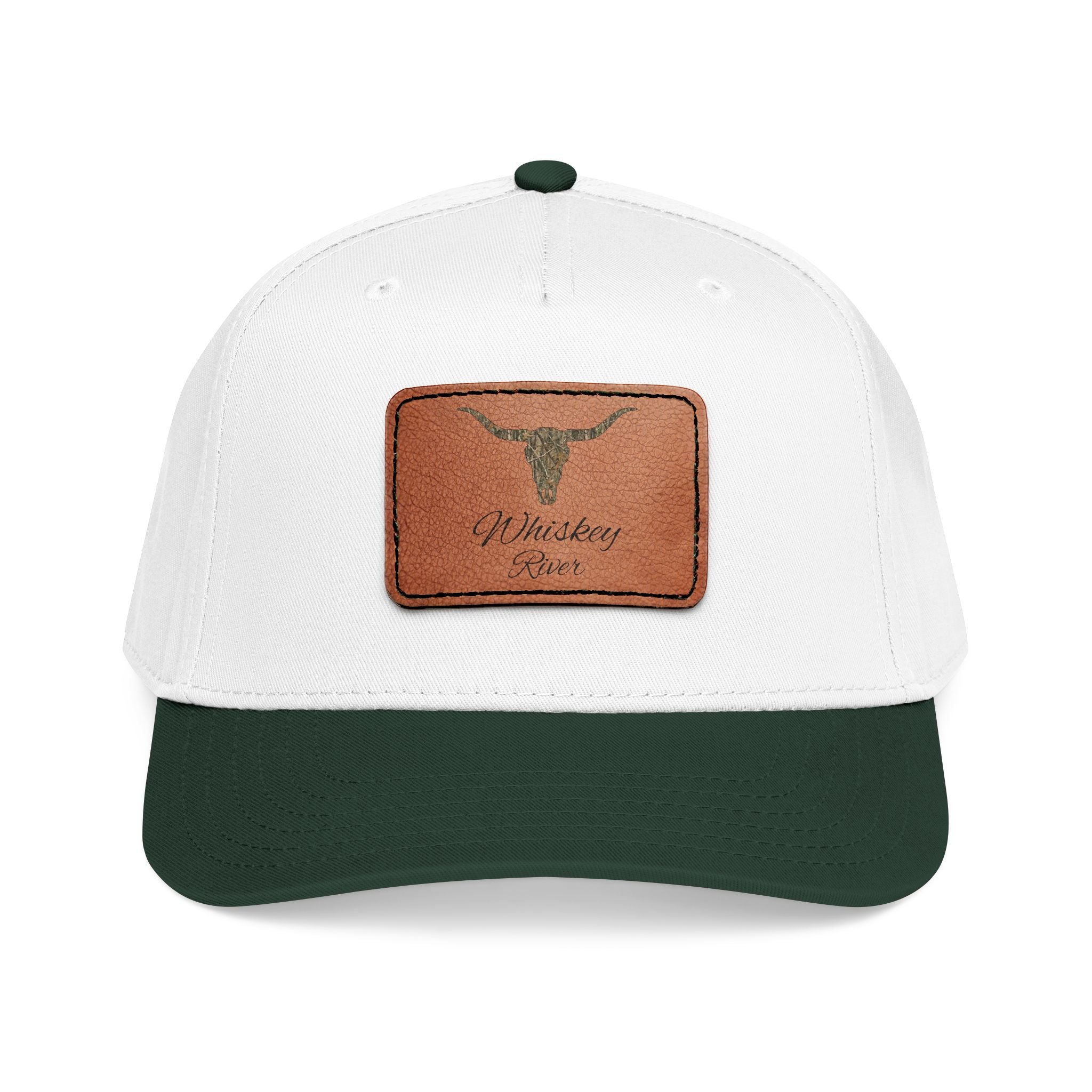 Leather Patch Baseball Cap — Western Longhorn Design
