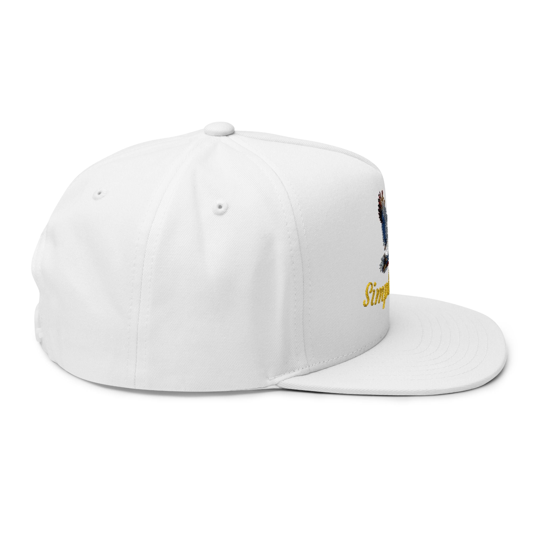 Flat Bill Cap — Embroidered Flying Duck with "Simple Man" Text