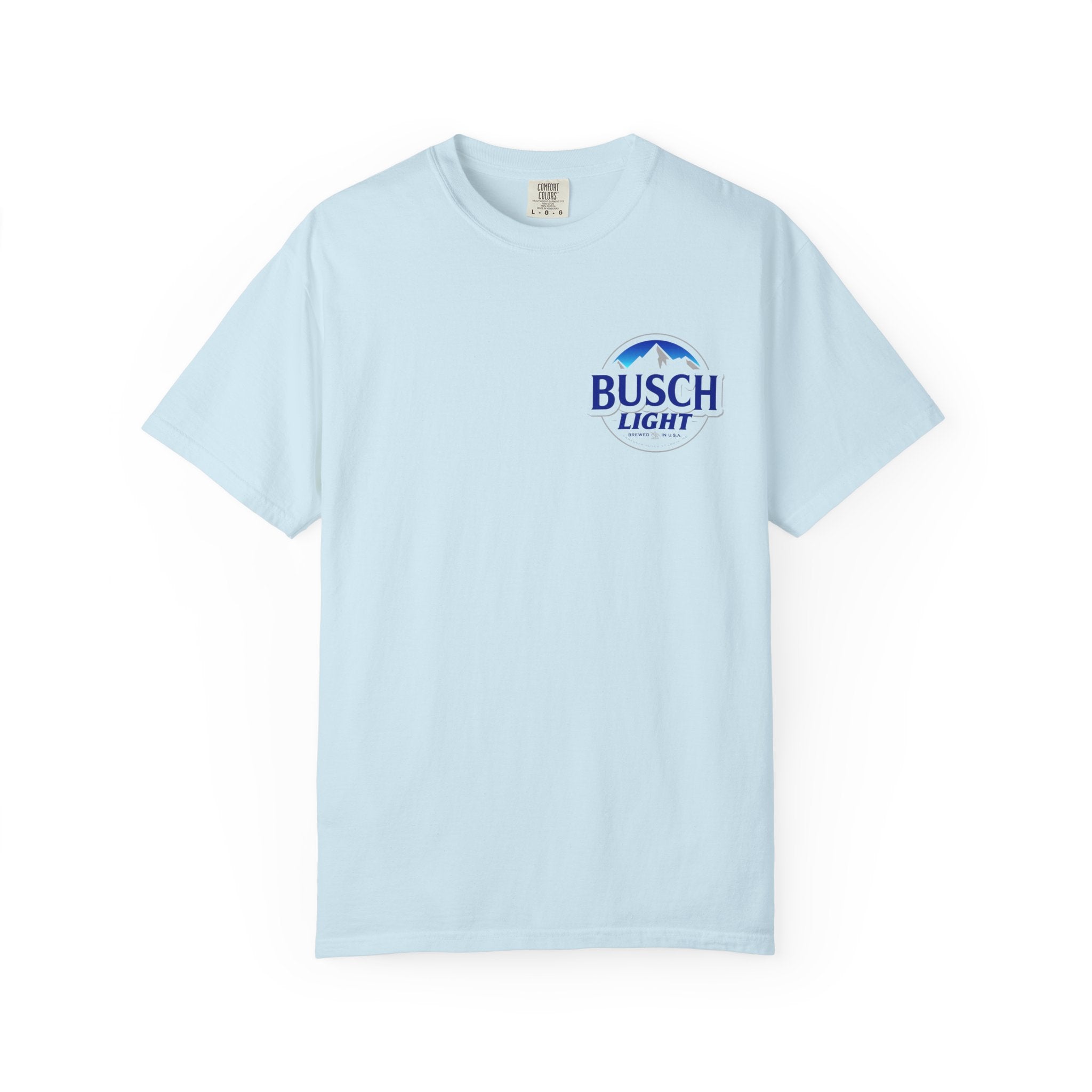Labrador Trio Graphic T-Shirt — Busch Light Logo Front, Retriever Hunt Scene Back