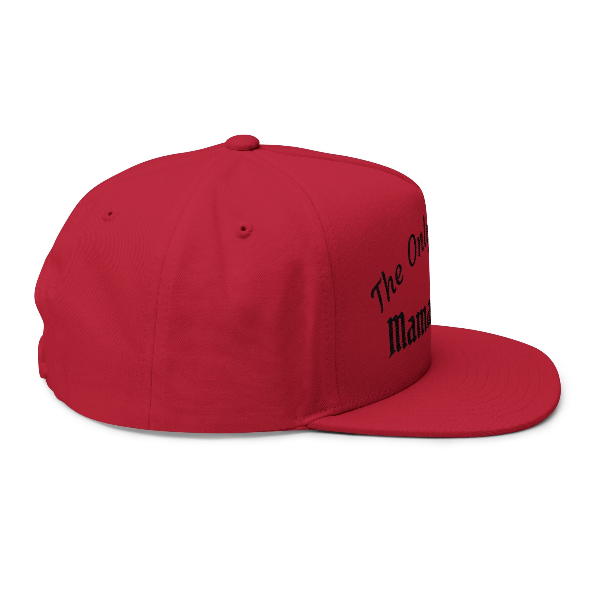 Embroidered Flat Bill Cap — "The Only Hell My Mama Raised" Trucker Hat