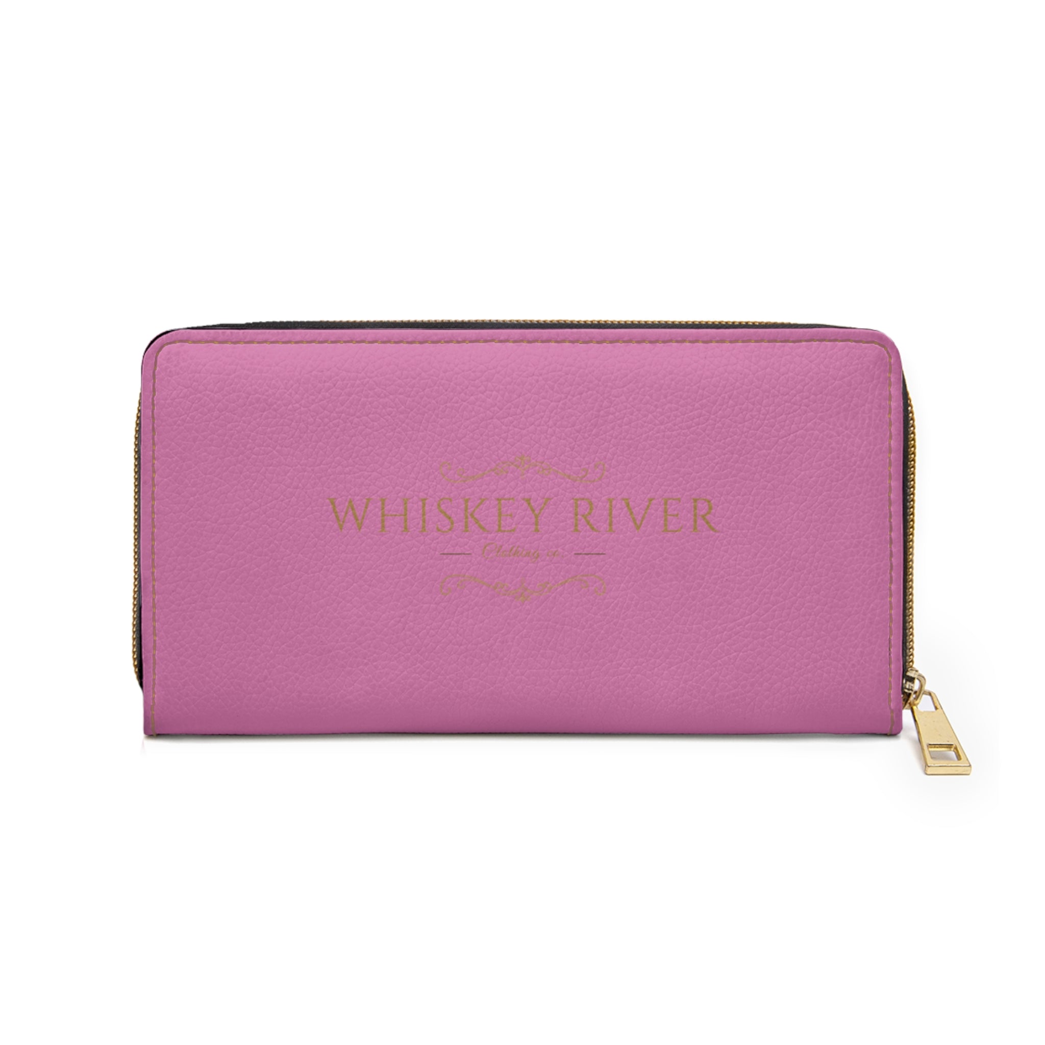 Personalized Pink Zipper Wallet — Monogram WR Floral Leatherette Wallet