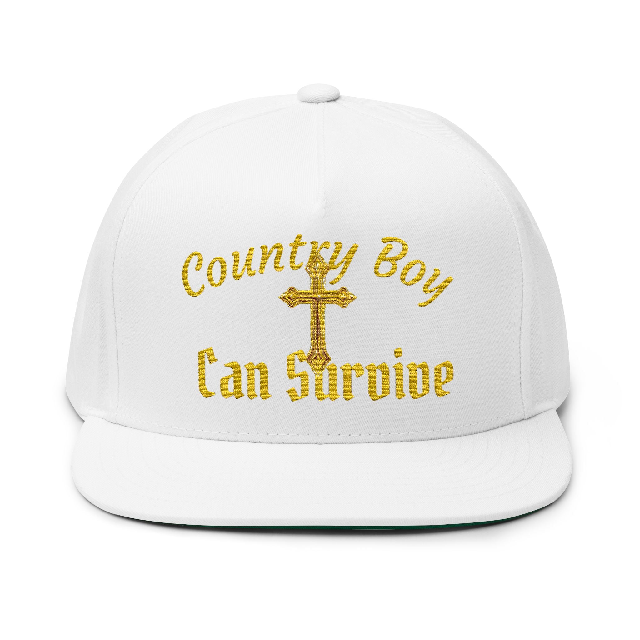 Country Boy Can Survive Embroidered Flat Bill Cap