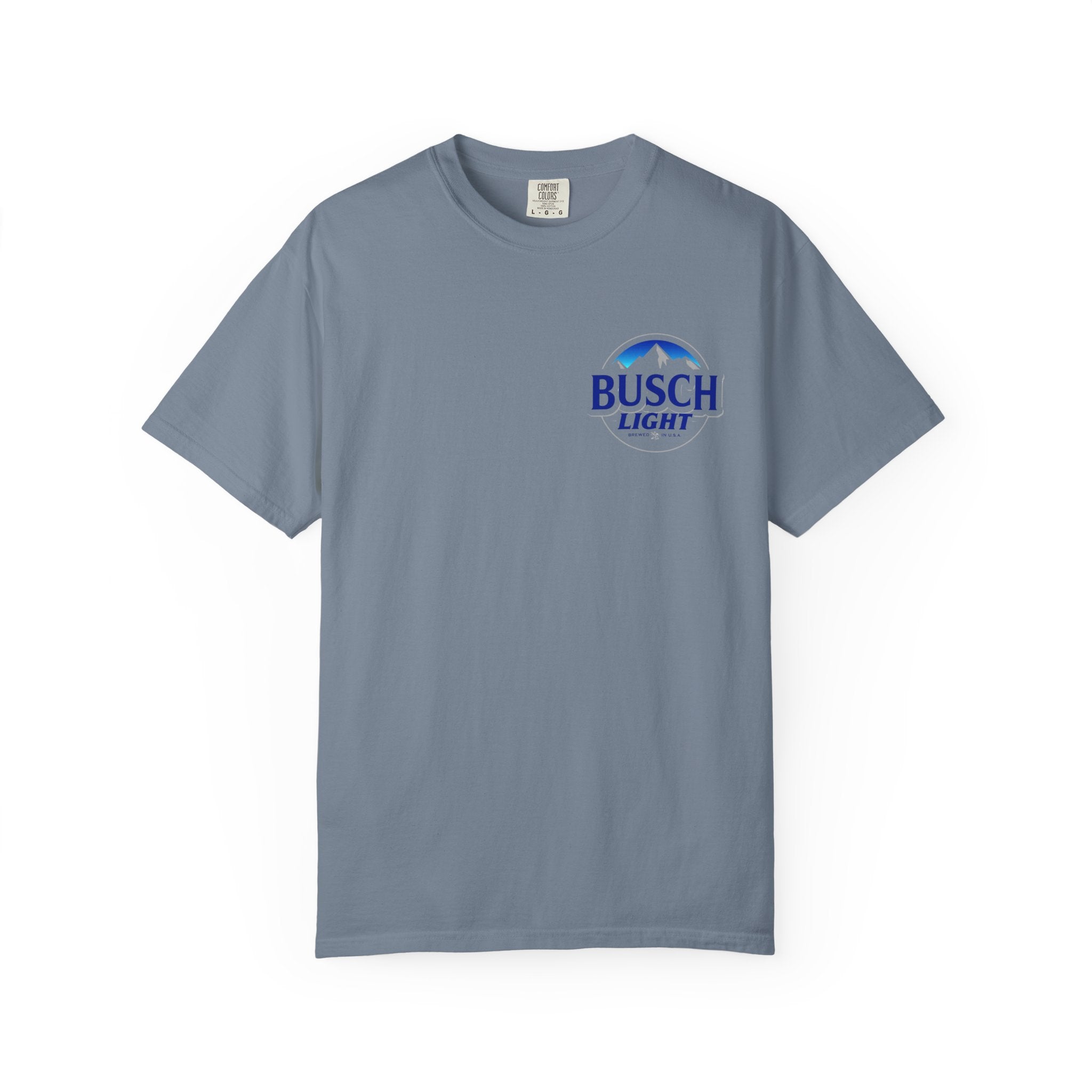 Labrador Trio Graphic T-Shirt — Busch Light Logo Front, Retriever Hunt Scene Back