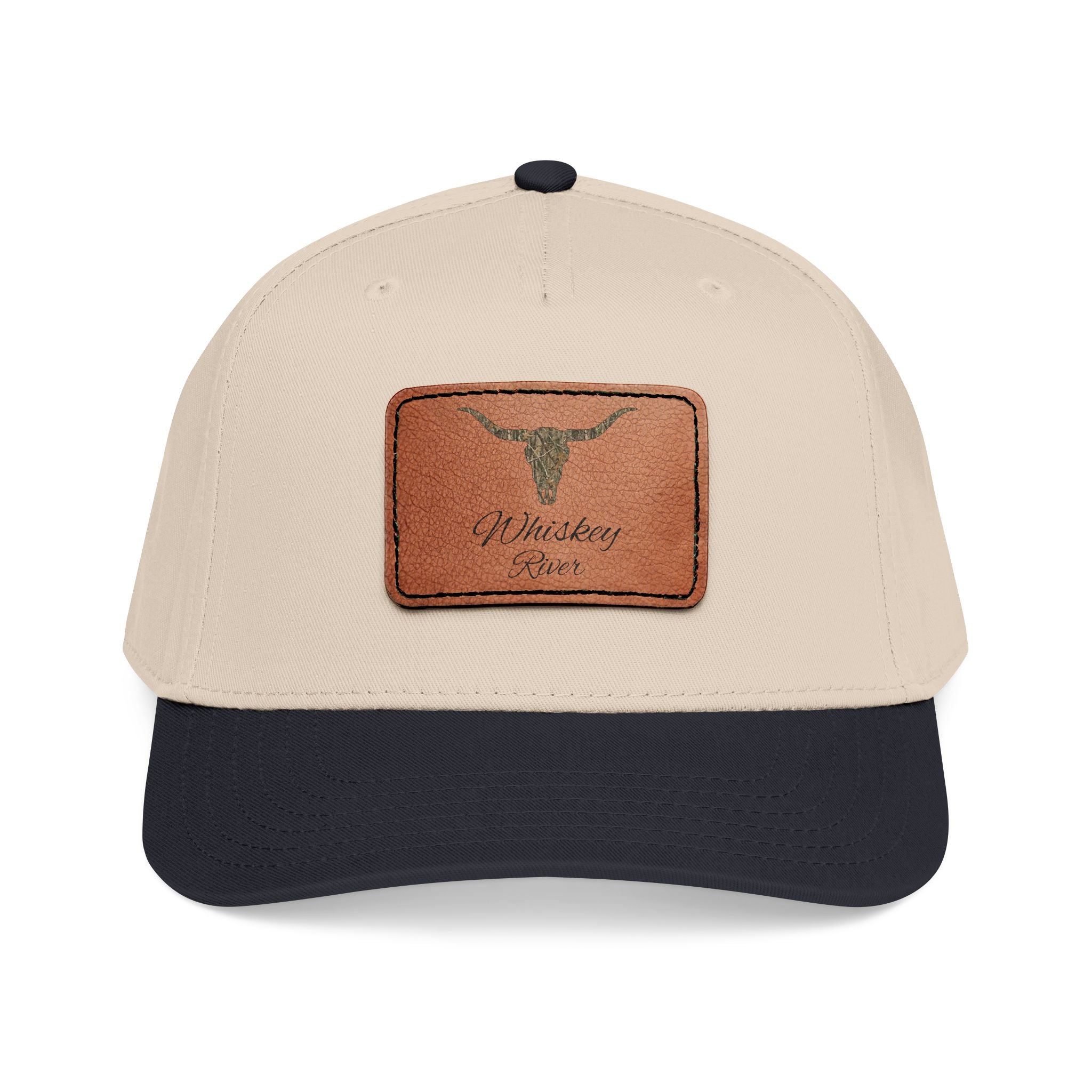 Leather Patch Baseball Cap — Western Longhorn Design
