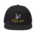 Flat Bill Cap — Embroidered Flying Duck with "Simple Man" Text