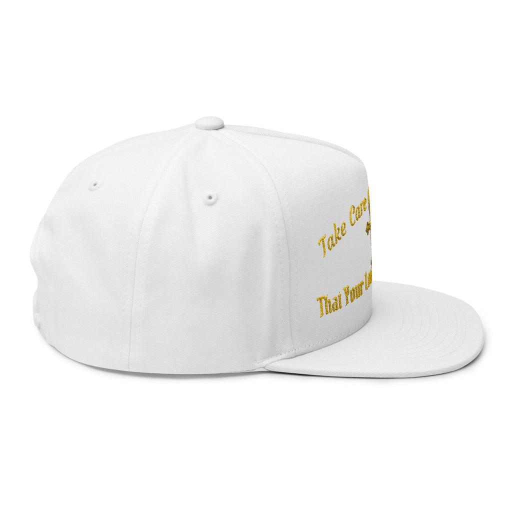 Embroidered Gold Cross Snapback Hat — "Take Care of the Blood That Your Love Runs Through"