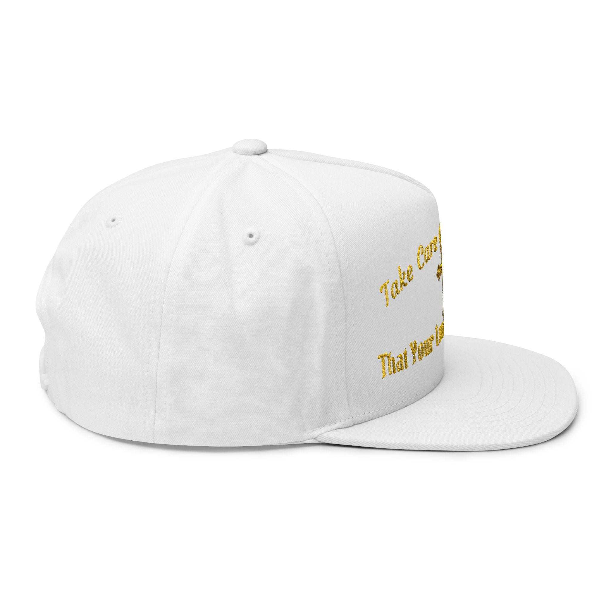 Embroidered Gold Cross Snapback Hat — "Take Care of the Blood That Your Love Runs Through"
