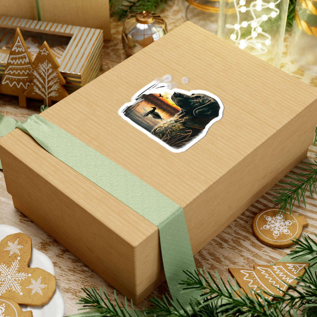 Duck Hunting Black Lab Sticker — Sunset Marsh Kiss-Cut Sticker