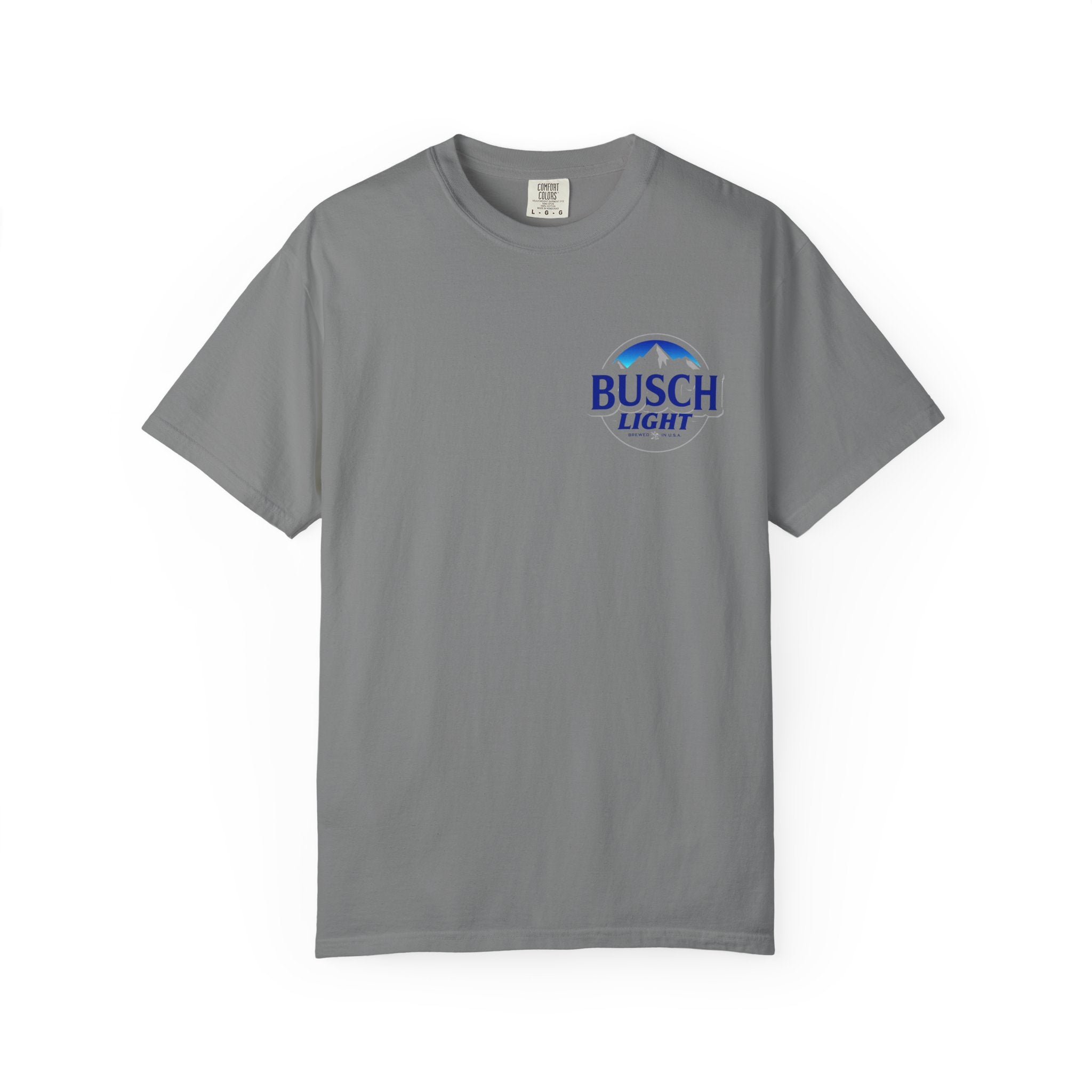 Labrador Trio Graphic T-Shirt — Busch Light Logo Front, Retriever Hunt Scene Back