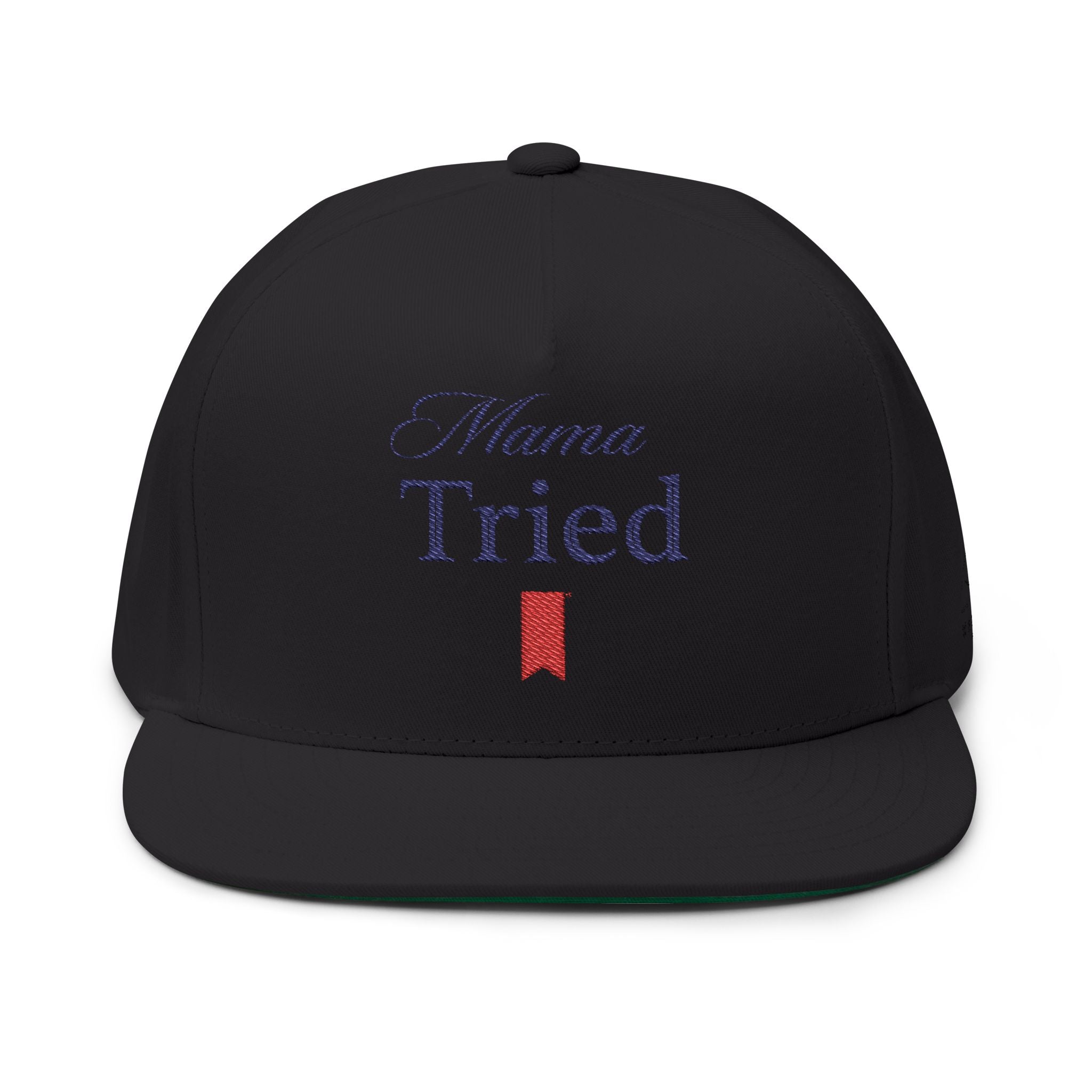 Mama Tried Embroidered Flat Bill Cap – Funny Mom Snapback Hat