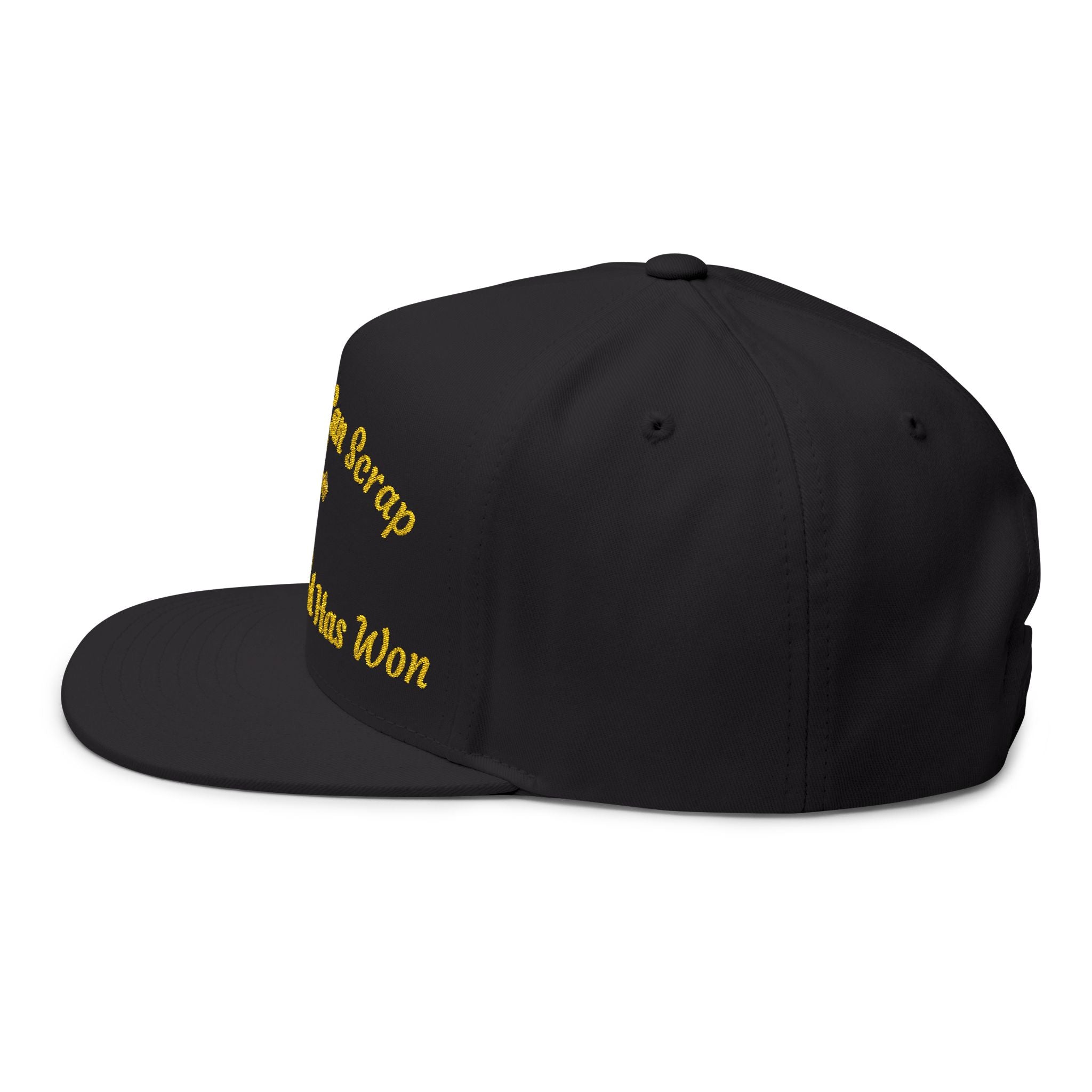 Embroidered Faith Flat Bill Cap — "The Devil Can Scare But The Lord Has Won"