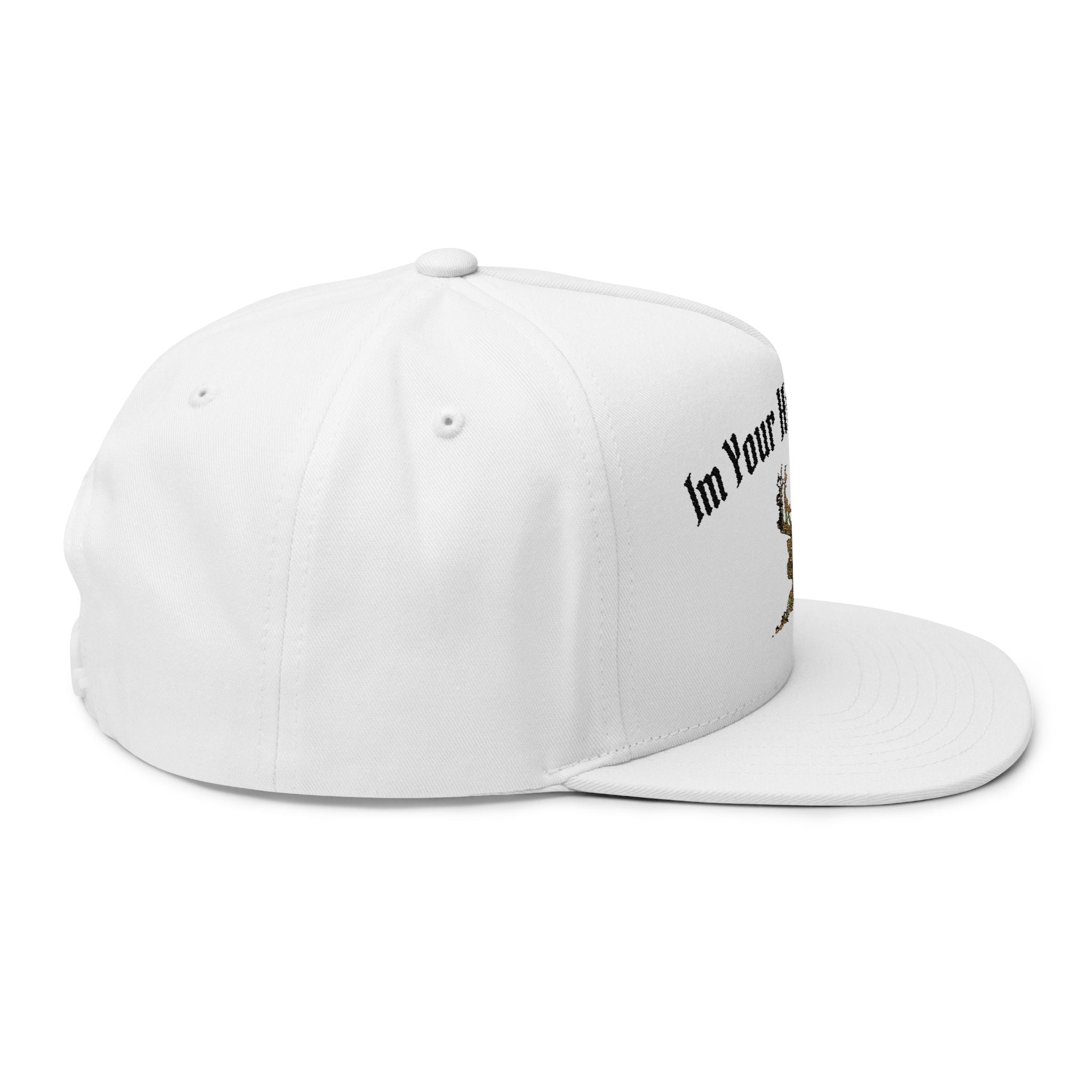Embroidered 'I'm Your Huckleberry' Flat Bill Cap — Camo Buck Snapback Hat