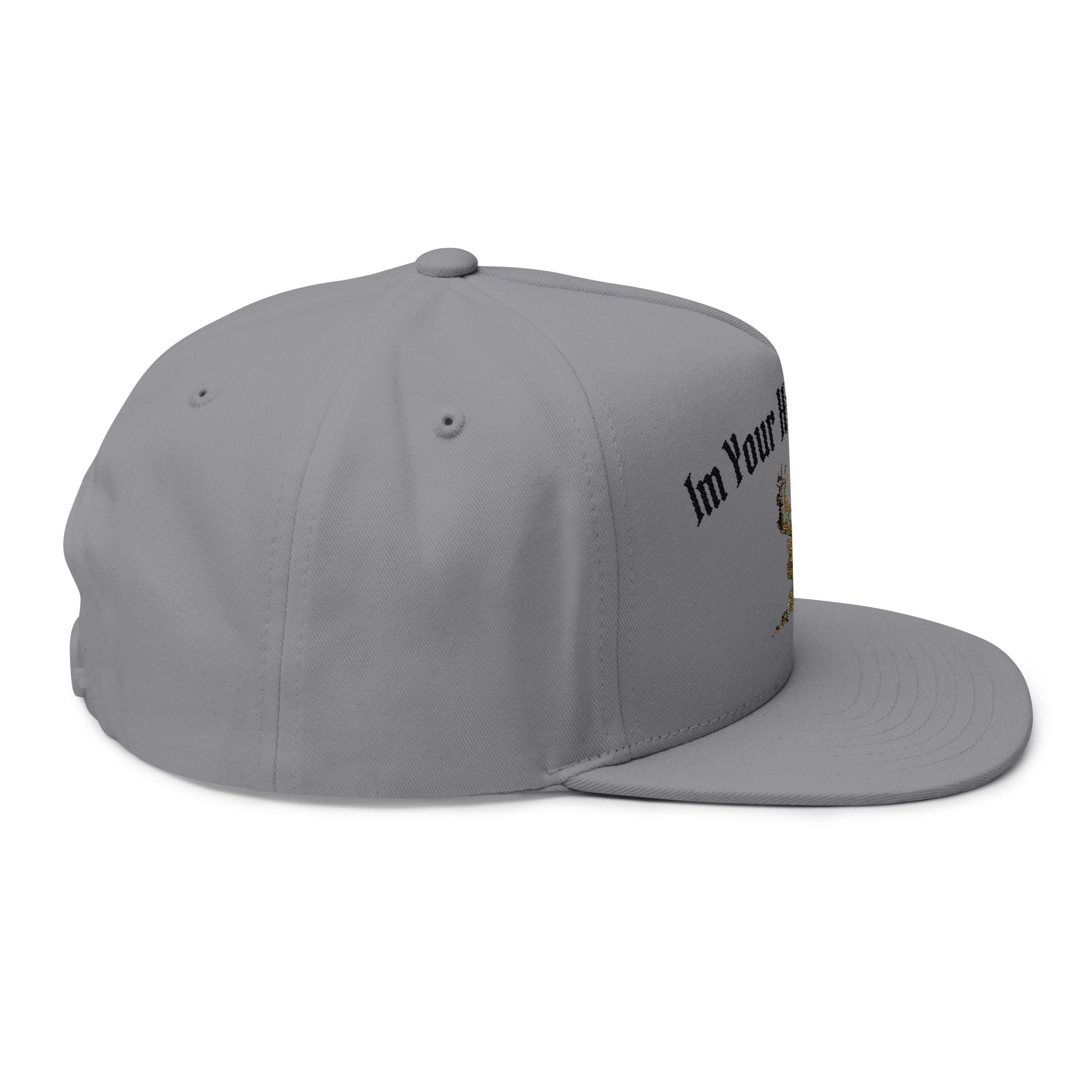 Embroidered 'I'm Your Huckleberry' Flat Bill Cap — Camo Buck Snapback Hat