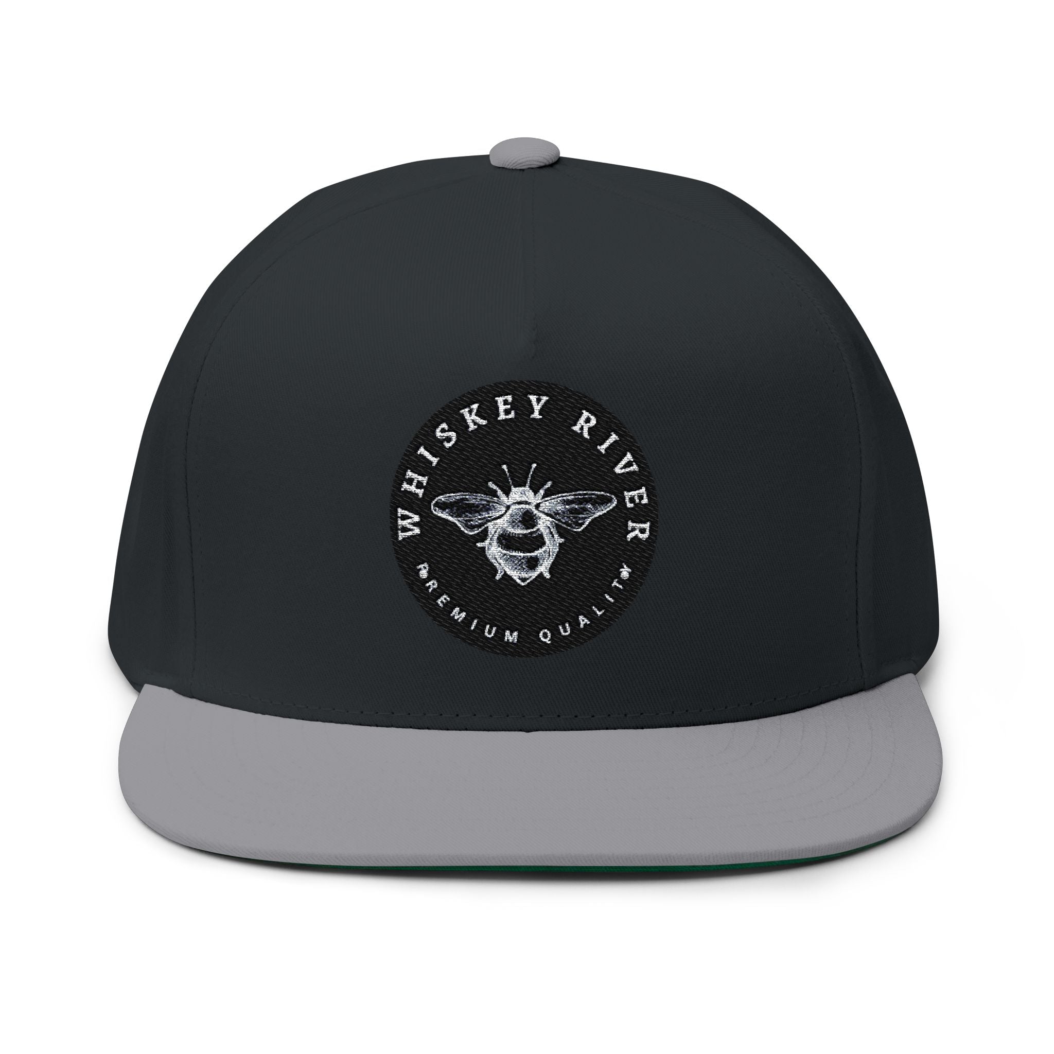 Flat Bill Cap — Whiskey River Embroidered Bee Patch Snapback