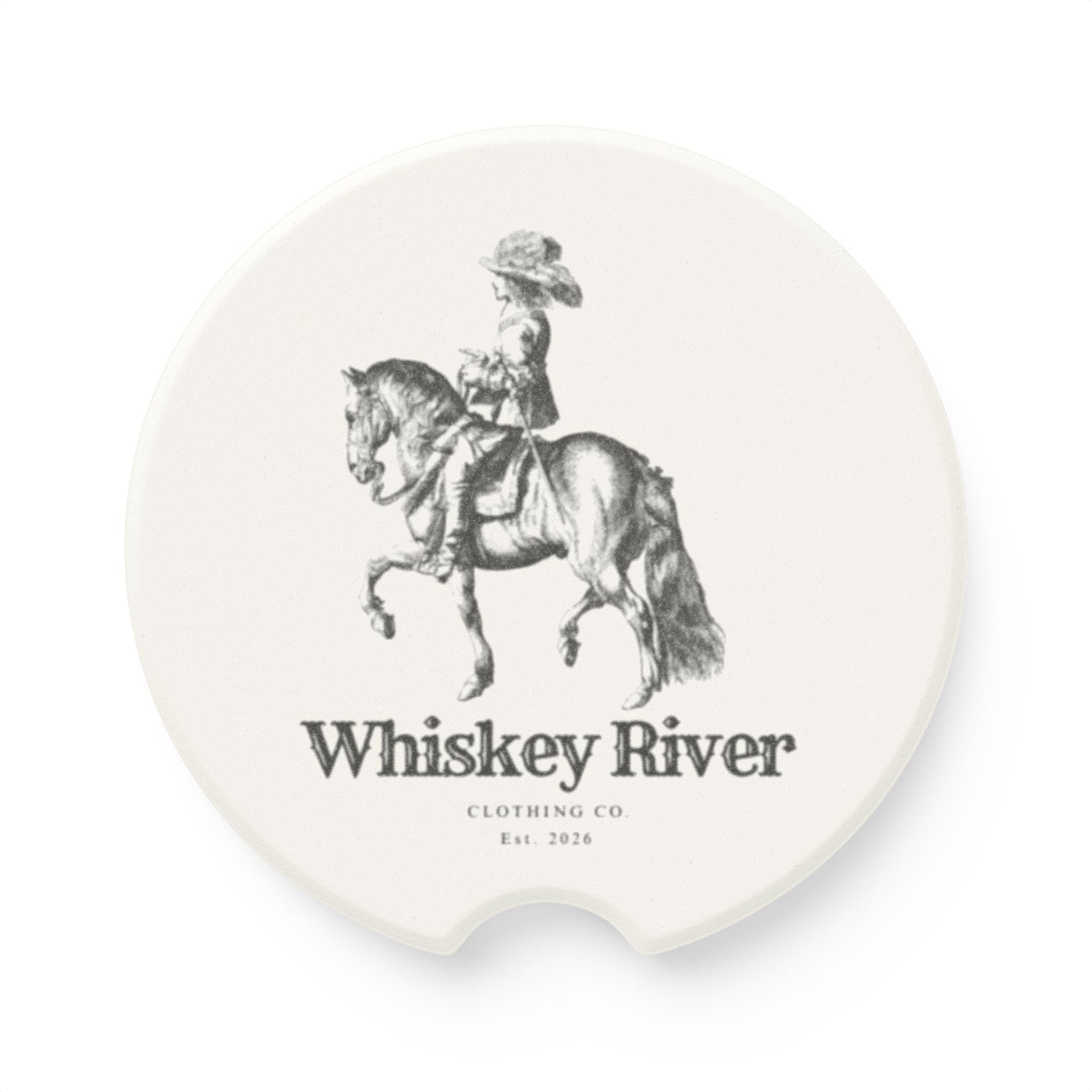 Soapstone Car Coaster — Whiskey River Cowboy Horse Logo Car Coaster