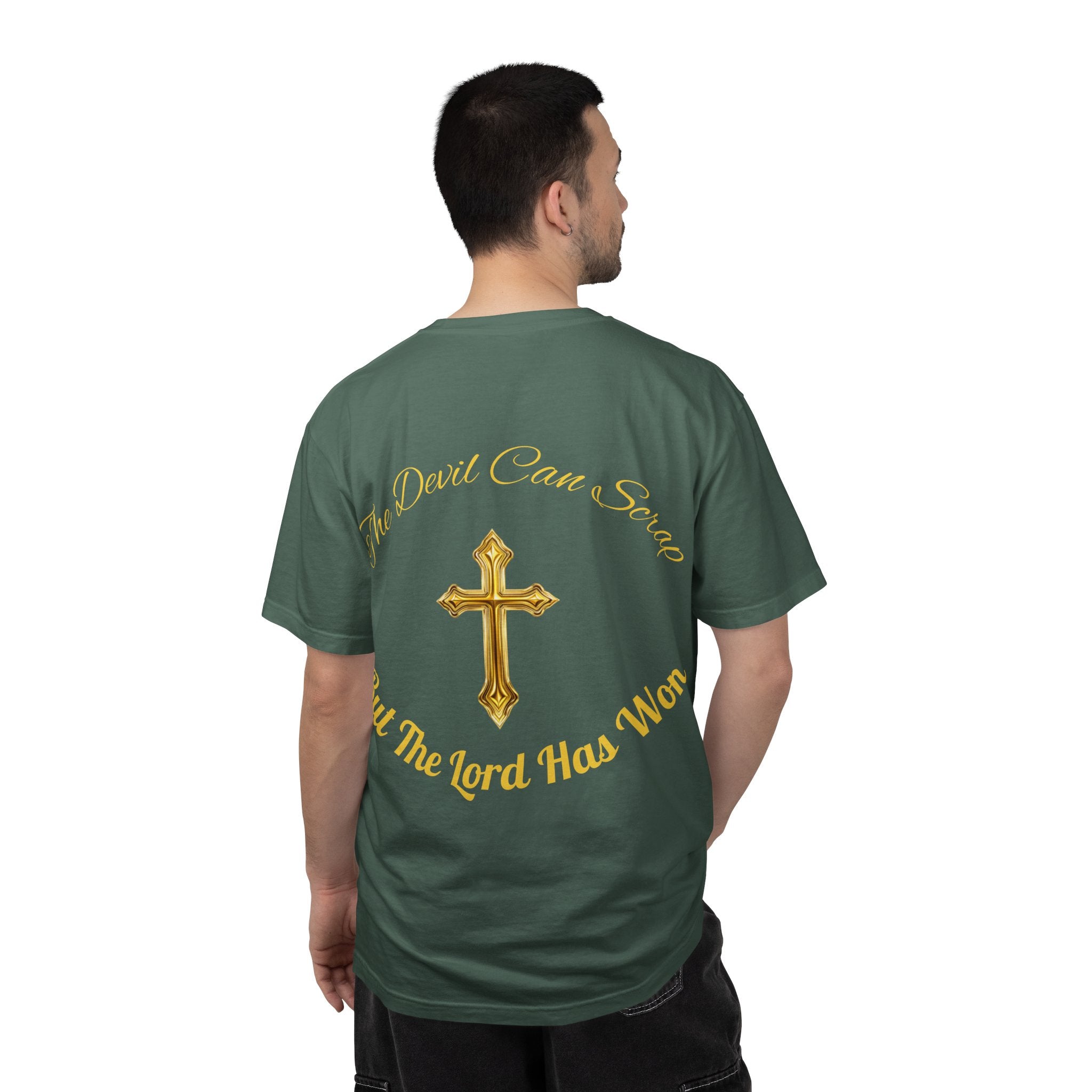 Faith Cross T-Shirt — "The Devil Can Scrap, But The Lord Has Won" Christian Graphic Tee