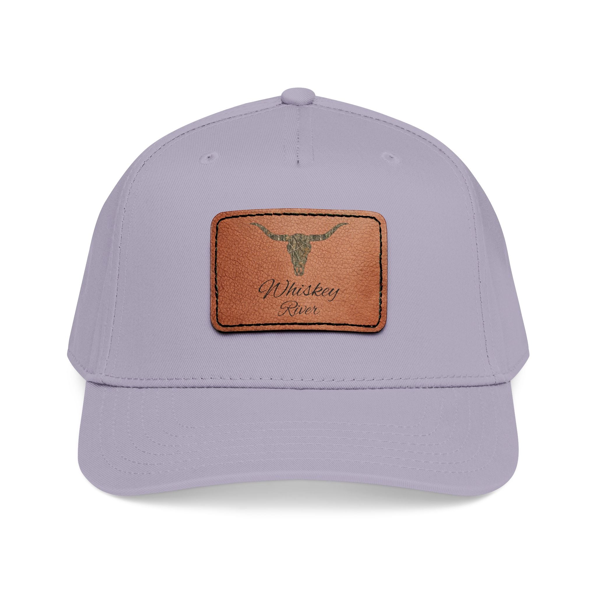 Leather Patch Baseball Cap — Western Longhorn Design