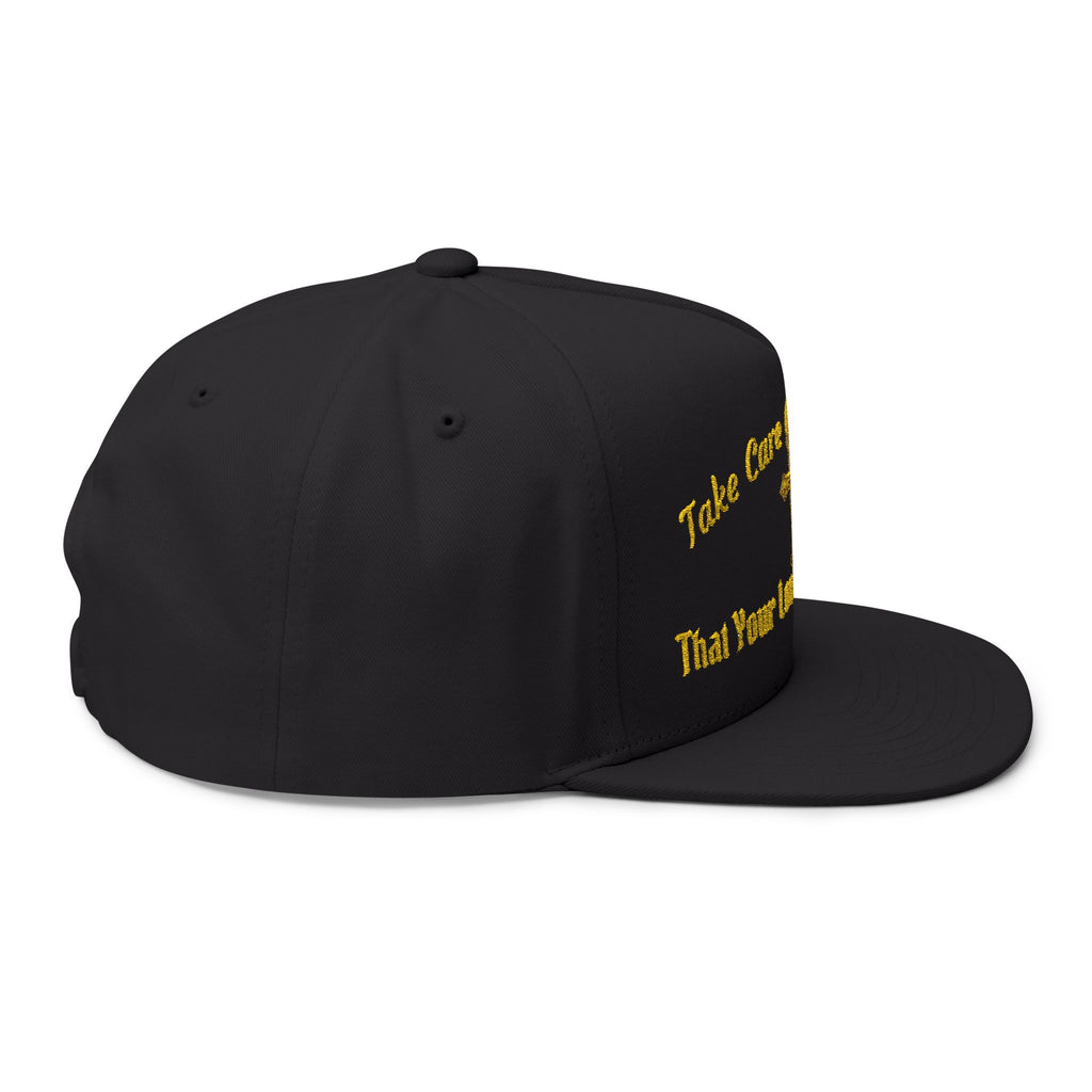 Embroidered Gold Cross Snapback Hat — "Take Care of the Blood That Your Love Runs Through"