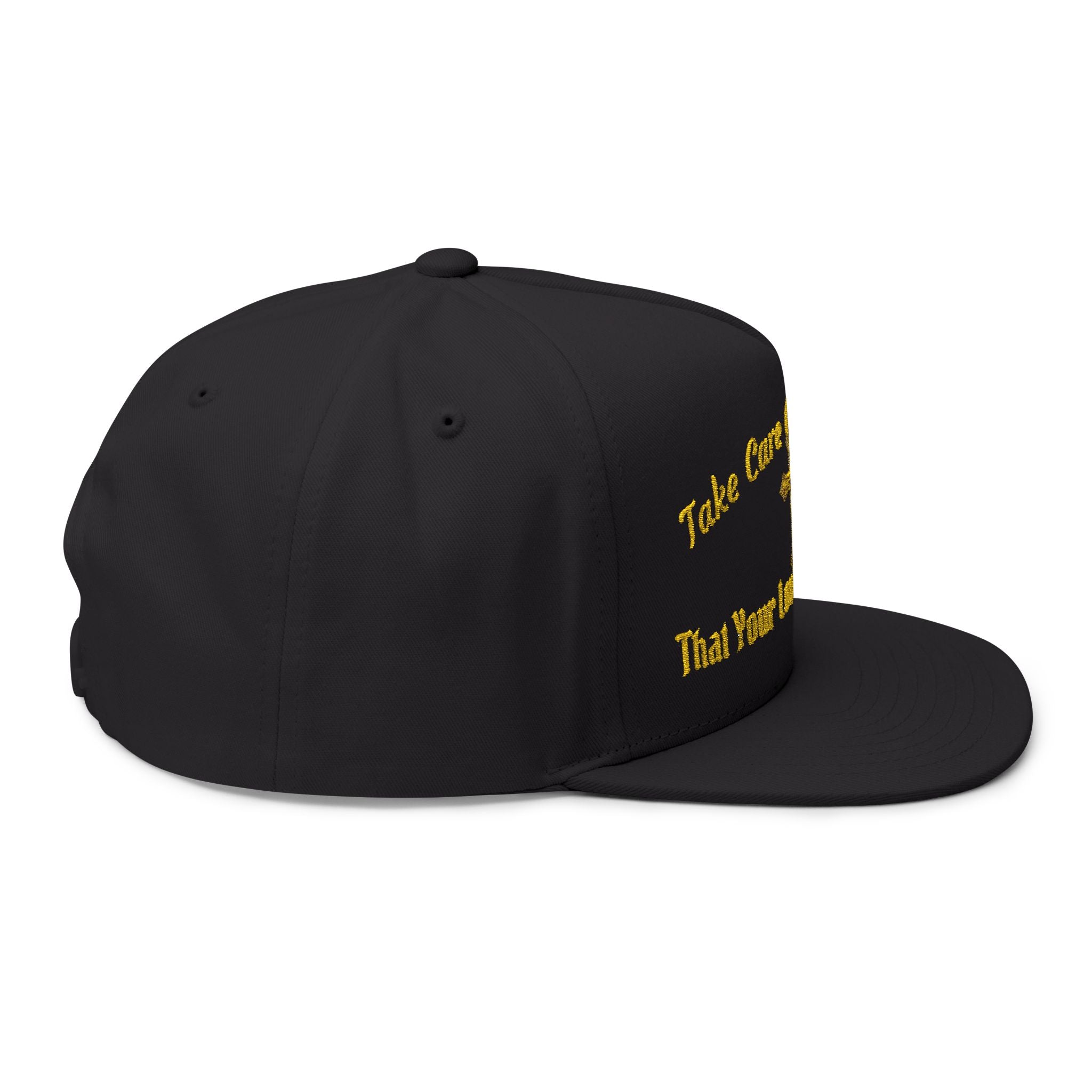 Embroidered Gold Cross Snapback Hat — "Take Care of the Blood That Your Love Runs Through"