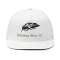 Whiskey River Co. Embroidered Flat Bill Cap — Feather Logo Snapback