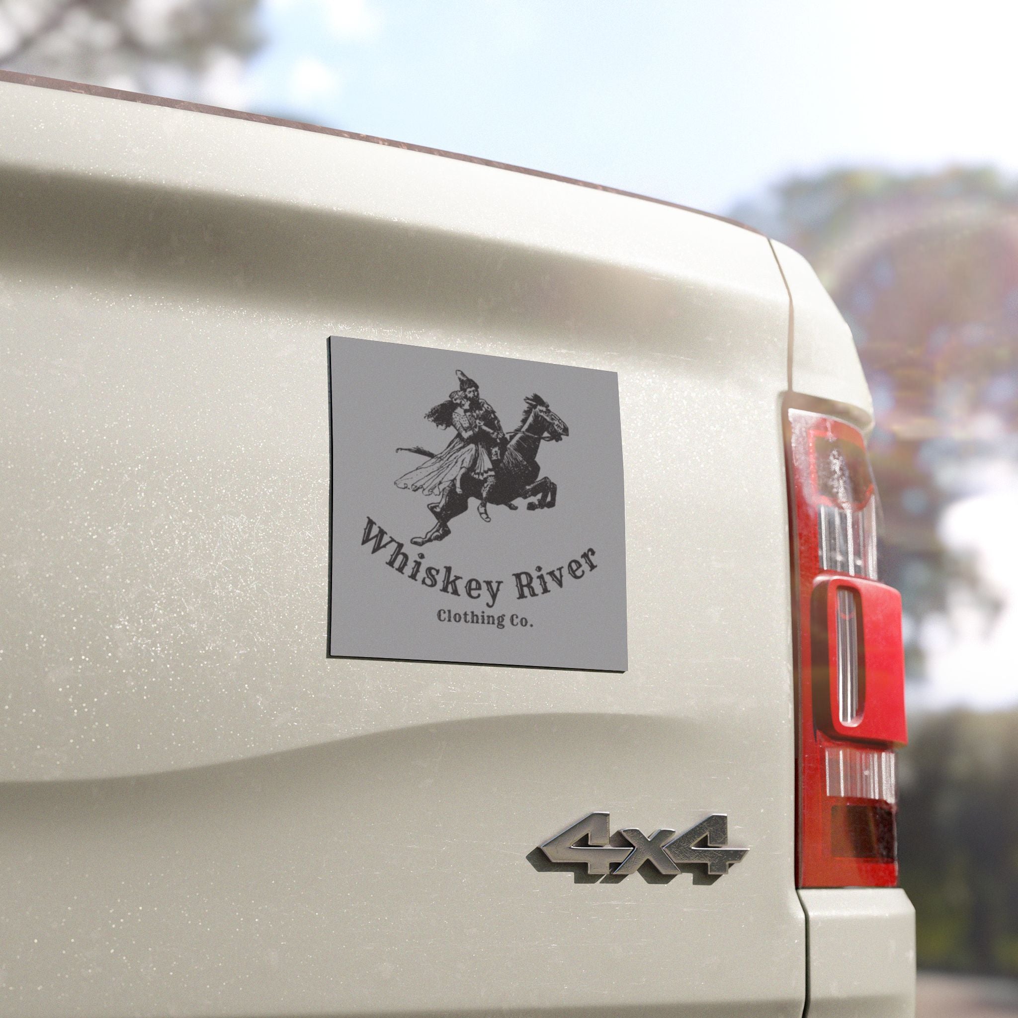 Whiskey River Rider Car Magnet — Vintage Cowboy Horse Logo Magnet
