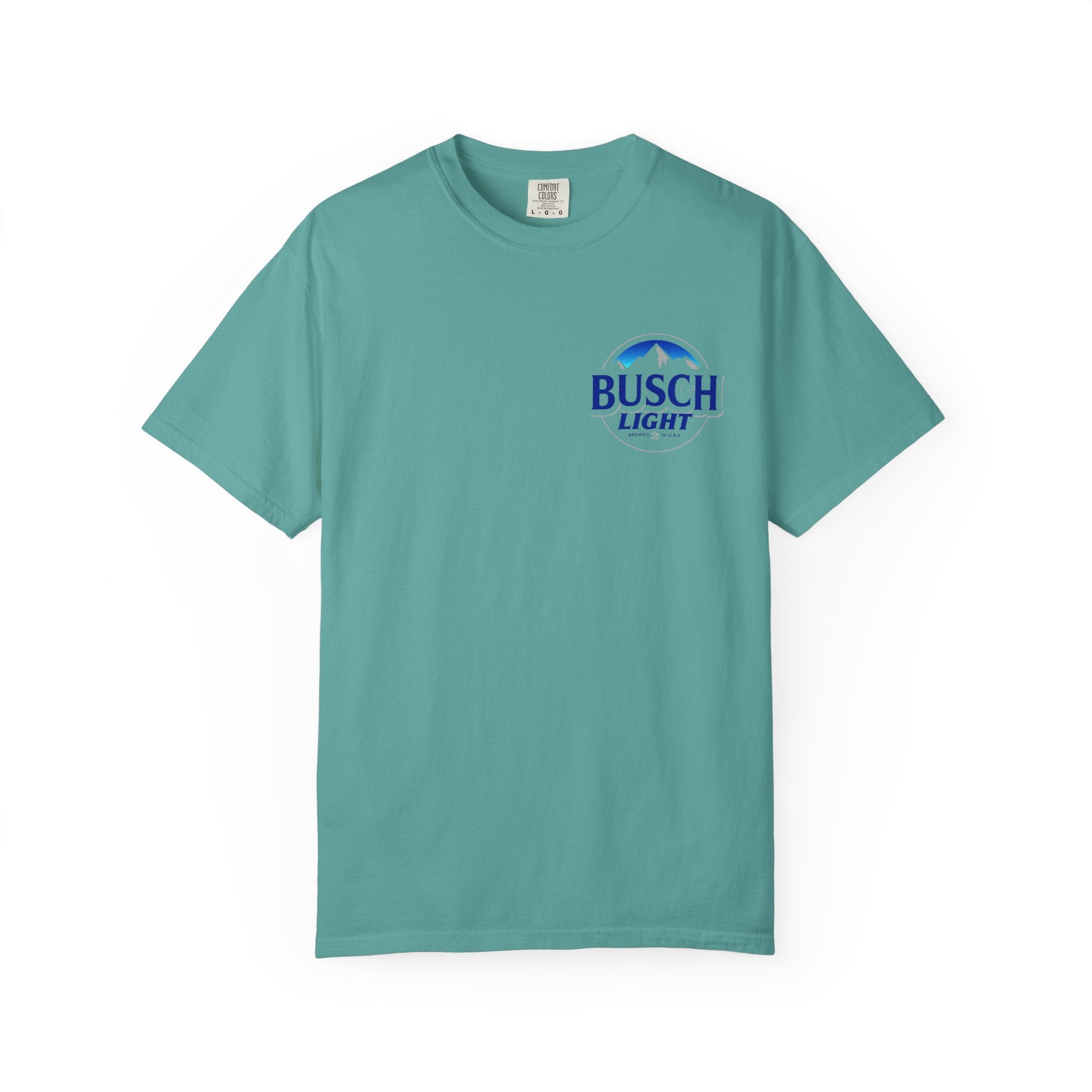 Labrador Trio Graphic T-Shirt — Busch Light Logo Front, Retriever Hunt Scene Back