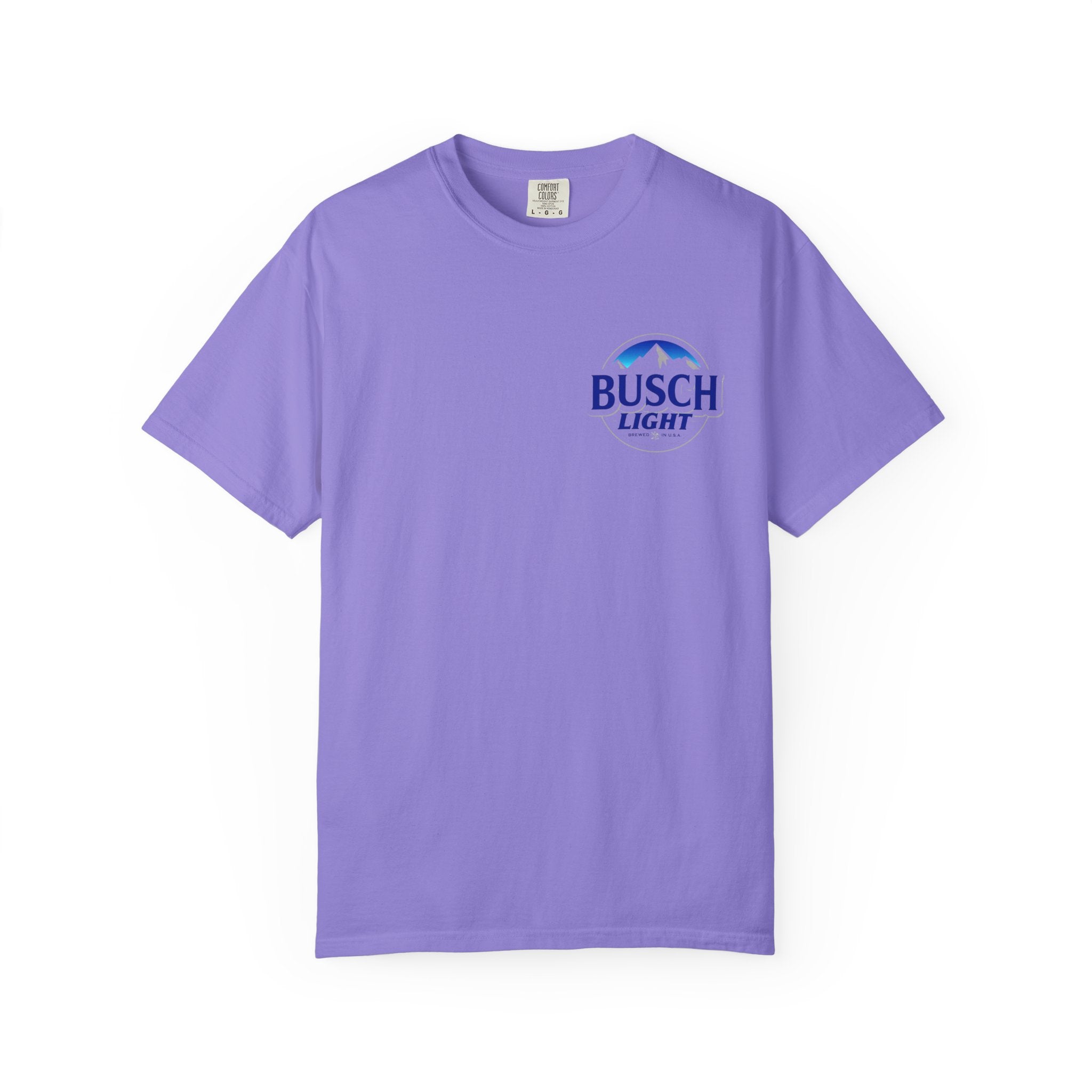 Labrador Trio Graphic T-Shirt — Busch Light Logo Front, Retriever Hunt Scene Back