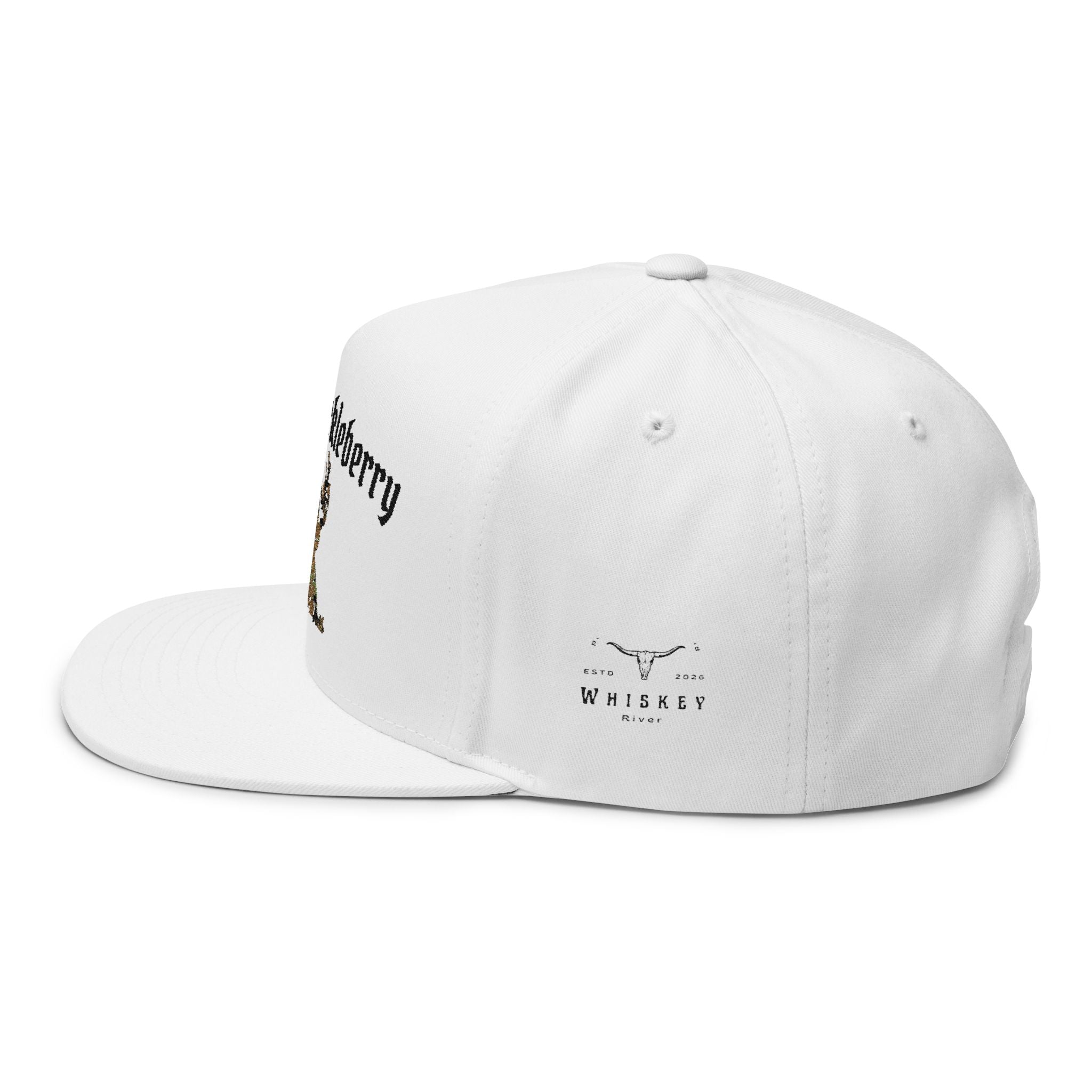 Embroidered 'I'm Your Huckleberry' Flat Bill Cap — Camo Buck Snapback Hat