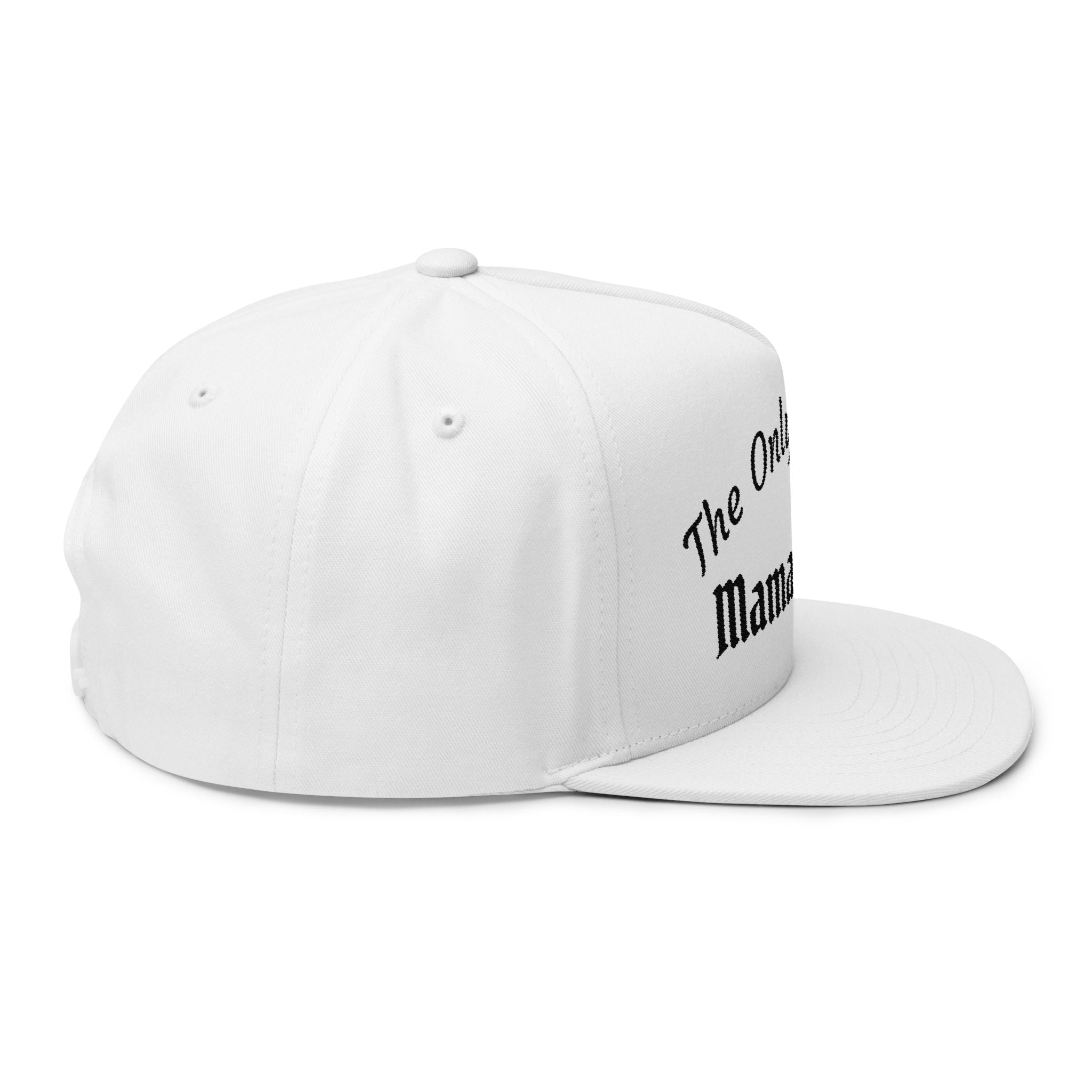 Embroidered Flat Bill Cap — "The Only Hell My Mama Raised" Trucker Hat