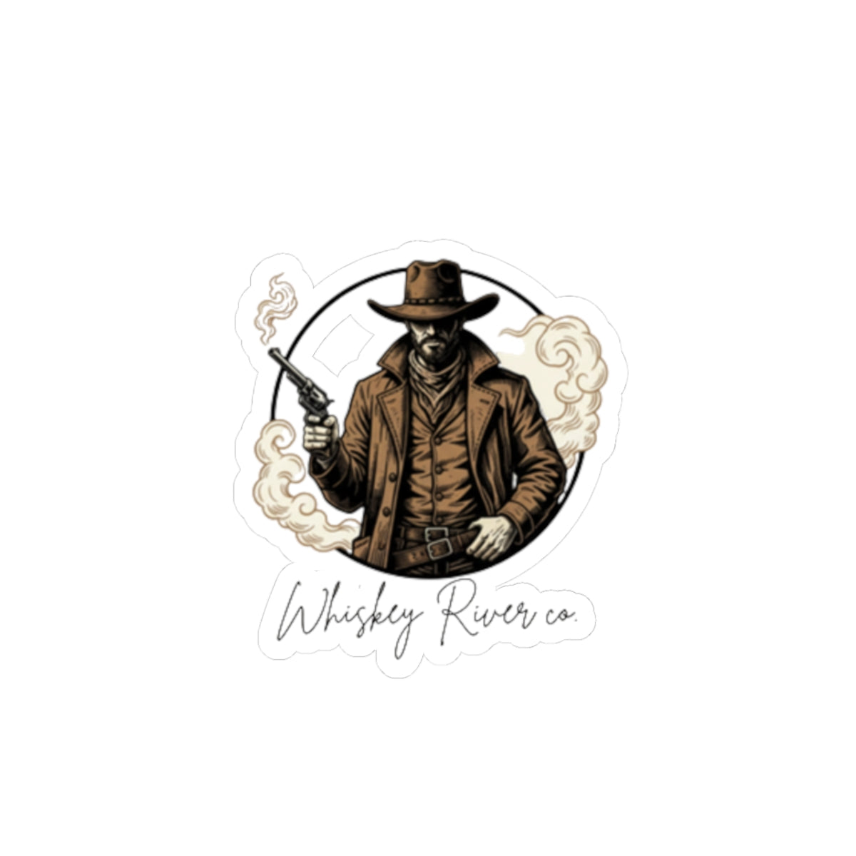 Kiss-Cut Sticker — "Whiskey River" Retro Red Logo Sticker for Laptops, Water Bottles & Gear