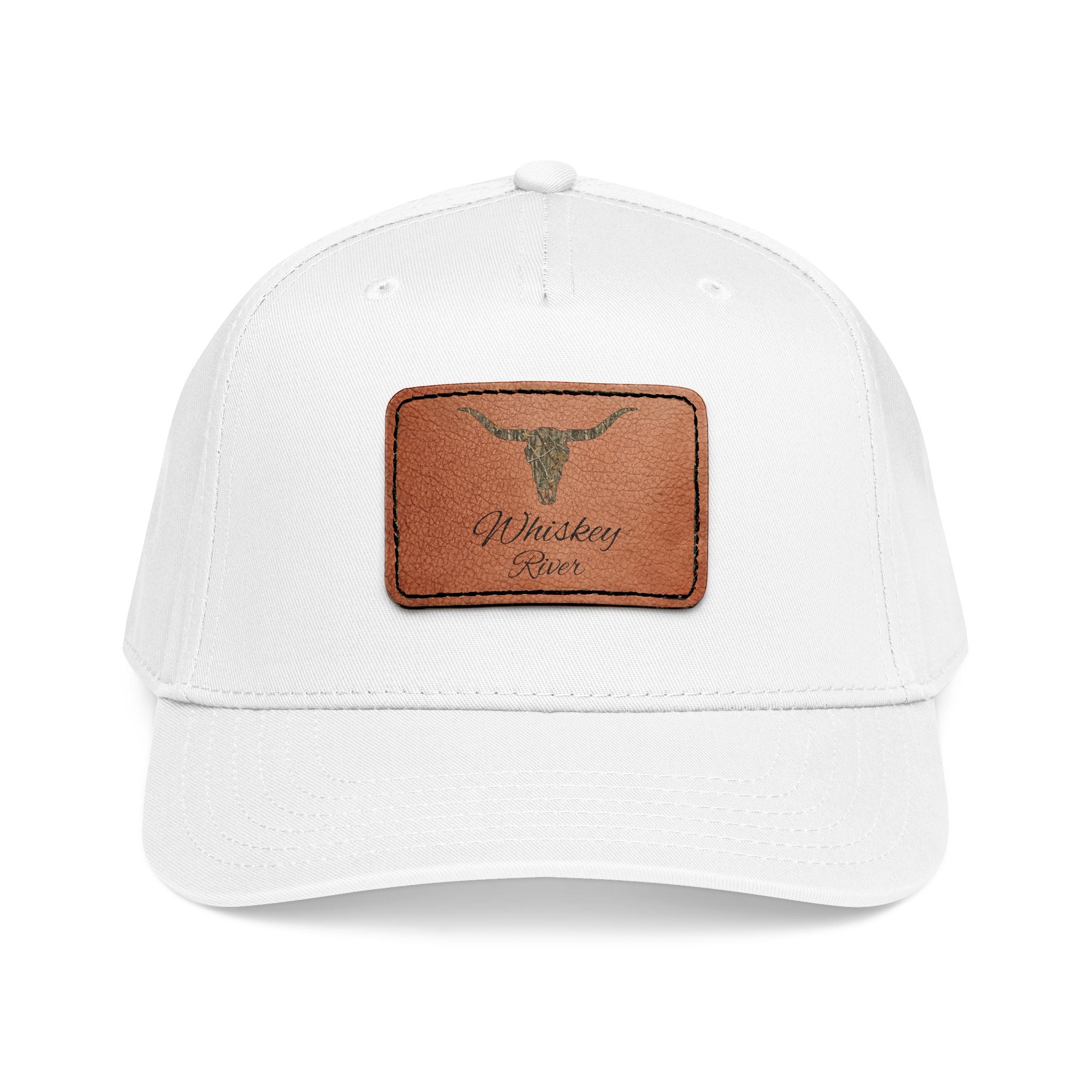 Leather Patch Baseball Cap — Western Longhorn Design