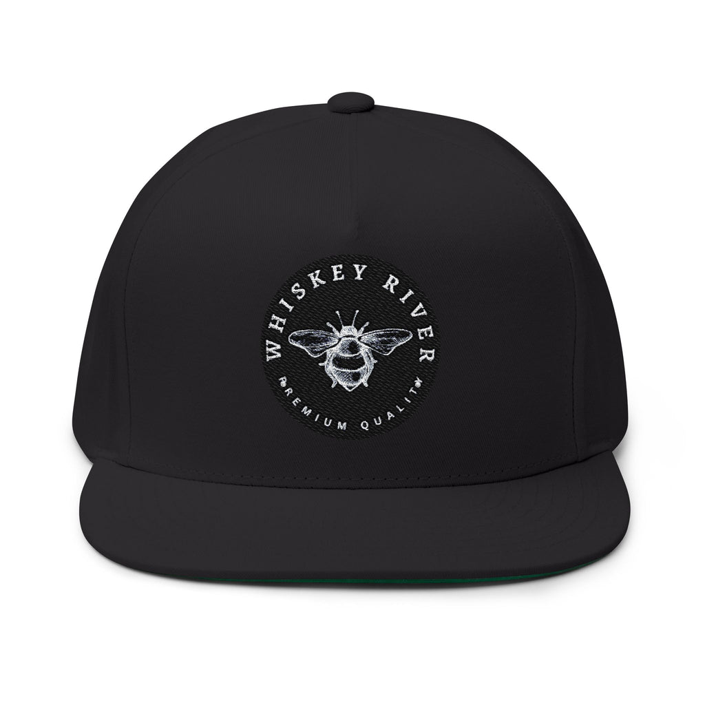 Flat Bill Cap — Whiskey River Embroidered Bee Patch Snapback