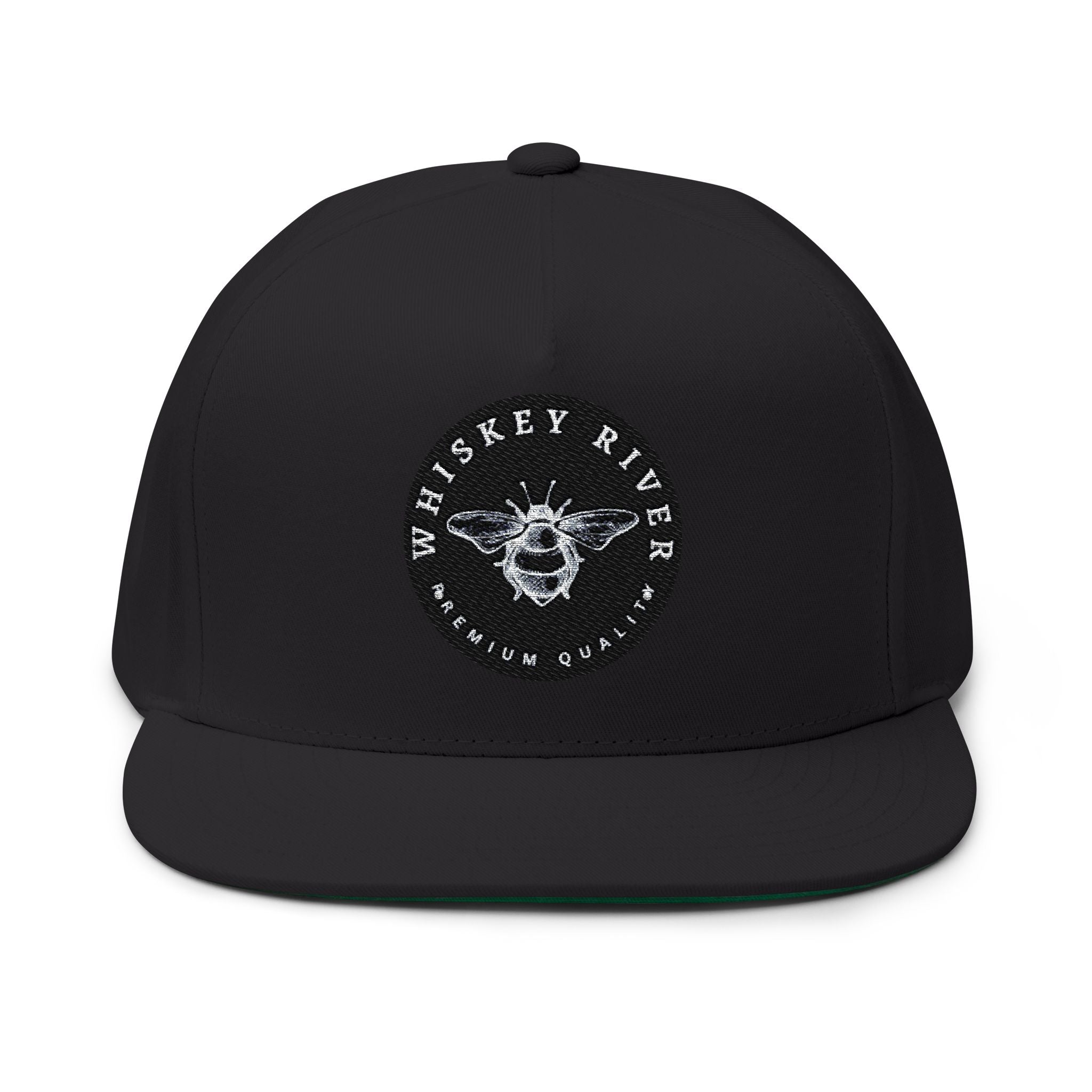 Flat Bill Cap — Whiskey River Embroidered Bee Patch Snapback