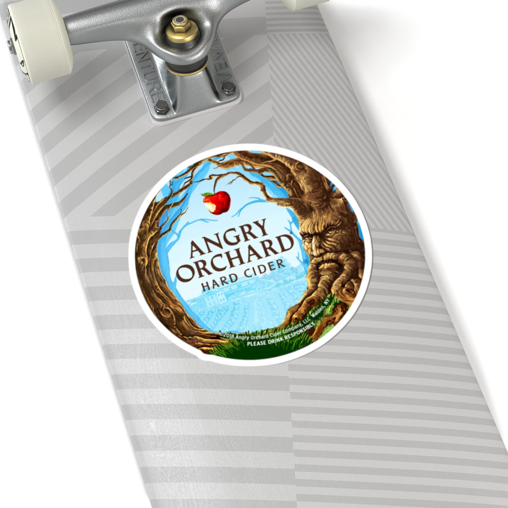 Angry Orchard Hard Cider Round Sticker — Orchard Tree Logo Kiss-Cut Sticker