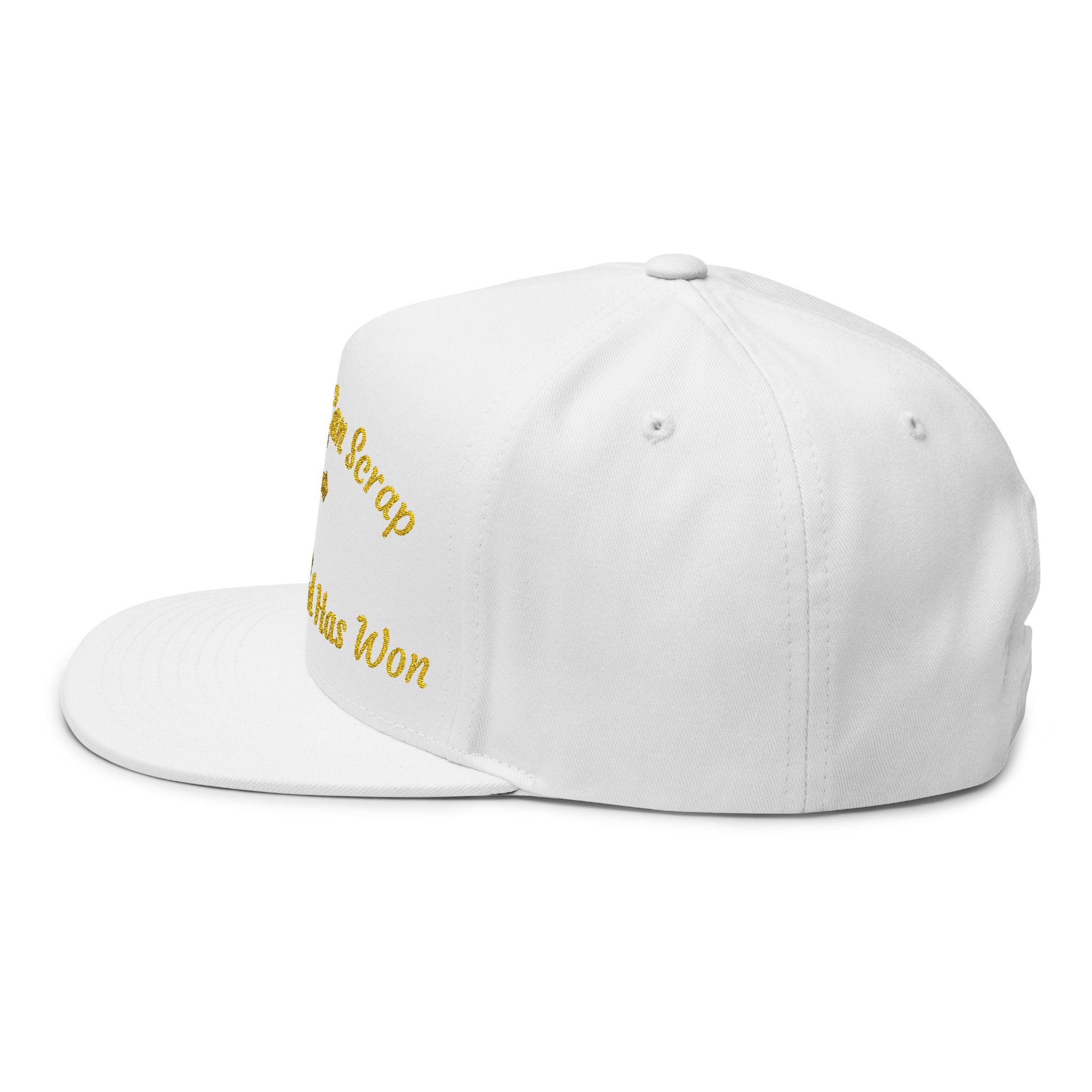 Embroidered Faith Flat Bill Cap — "The Devil Can Scare But The Lord Has Won"