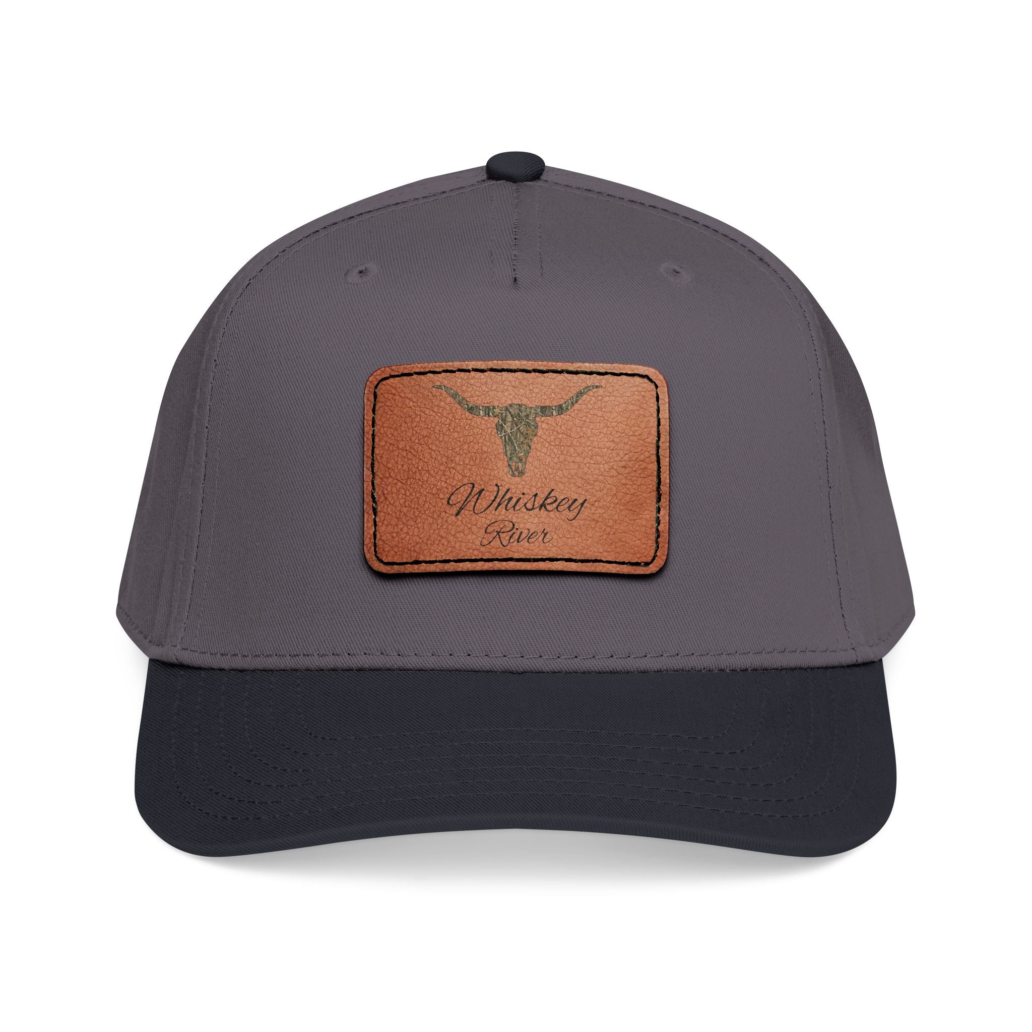 Leather Patch Baseball Cap — Western Longhorn Design