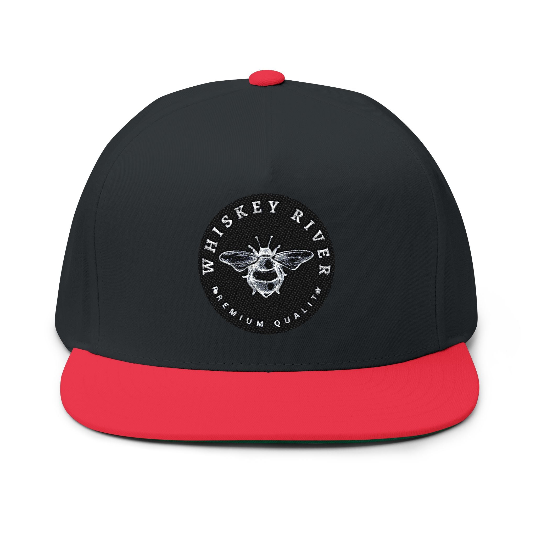 Flat Bill Cap — Whiskey River Embroidered Bee Patch Snapback