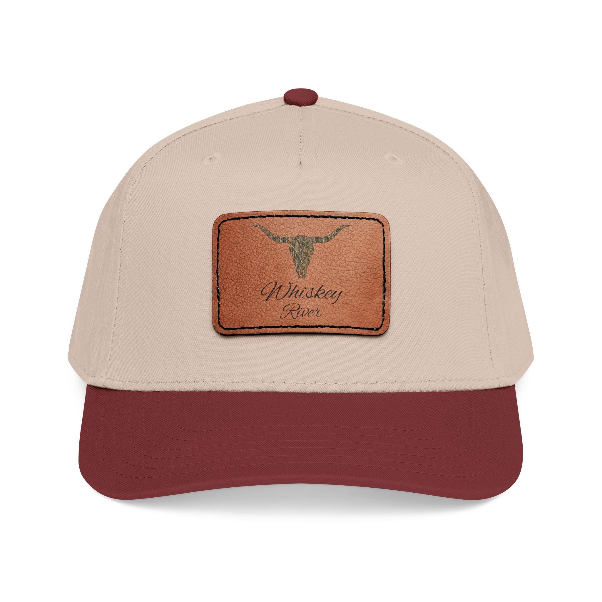 Leather Patch Baseball Cap — Western Longhorn Design