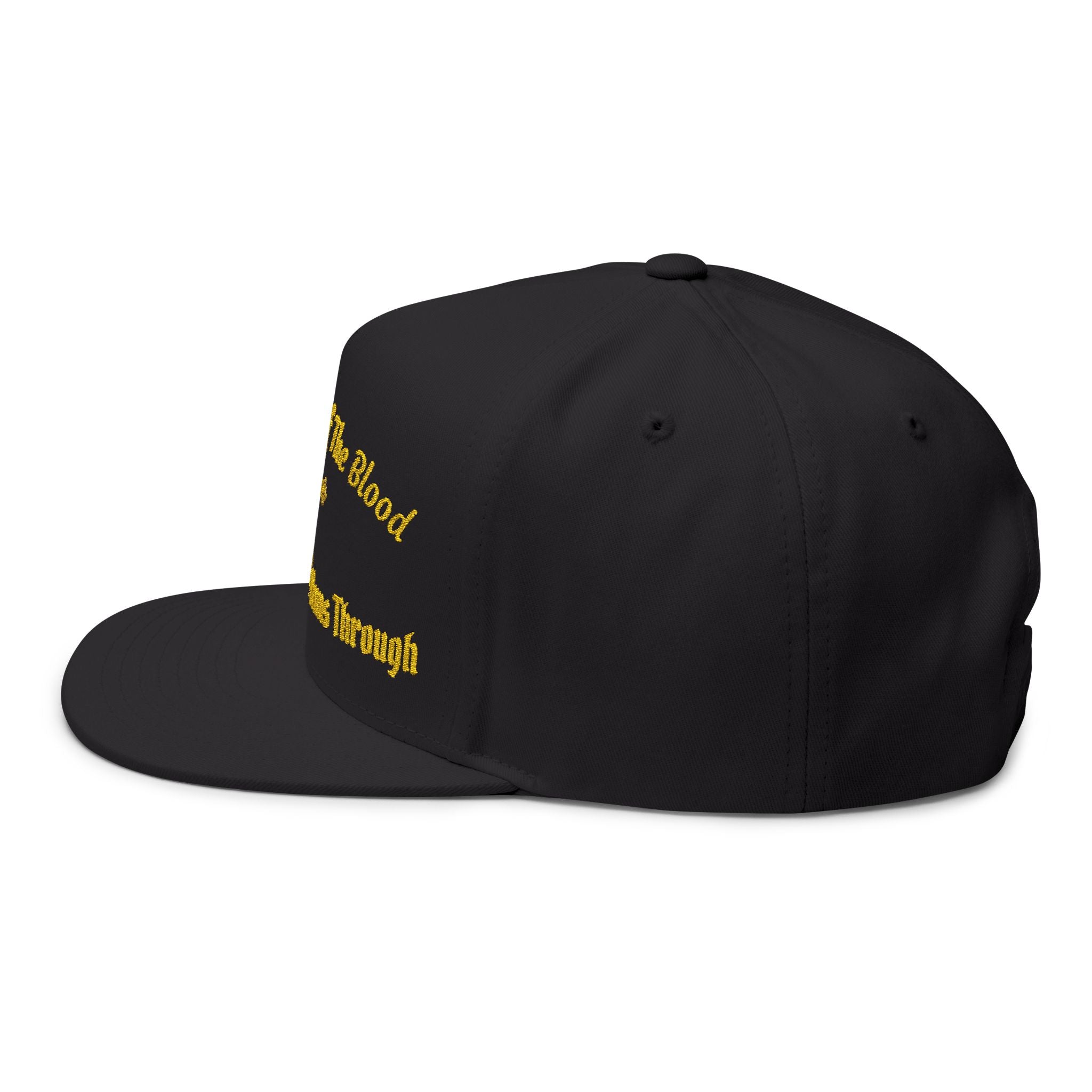 Embroidered Gold Cross Snapback Hat — "Take Care of the Blood That Your Love Runs Through"