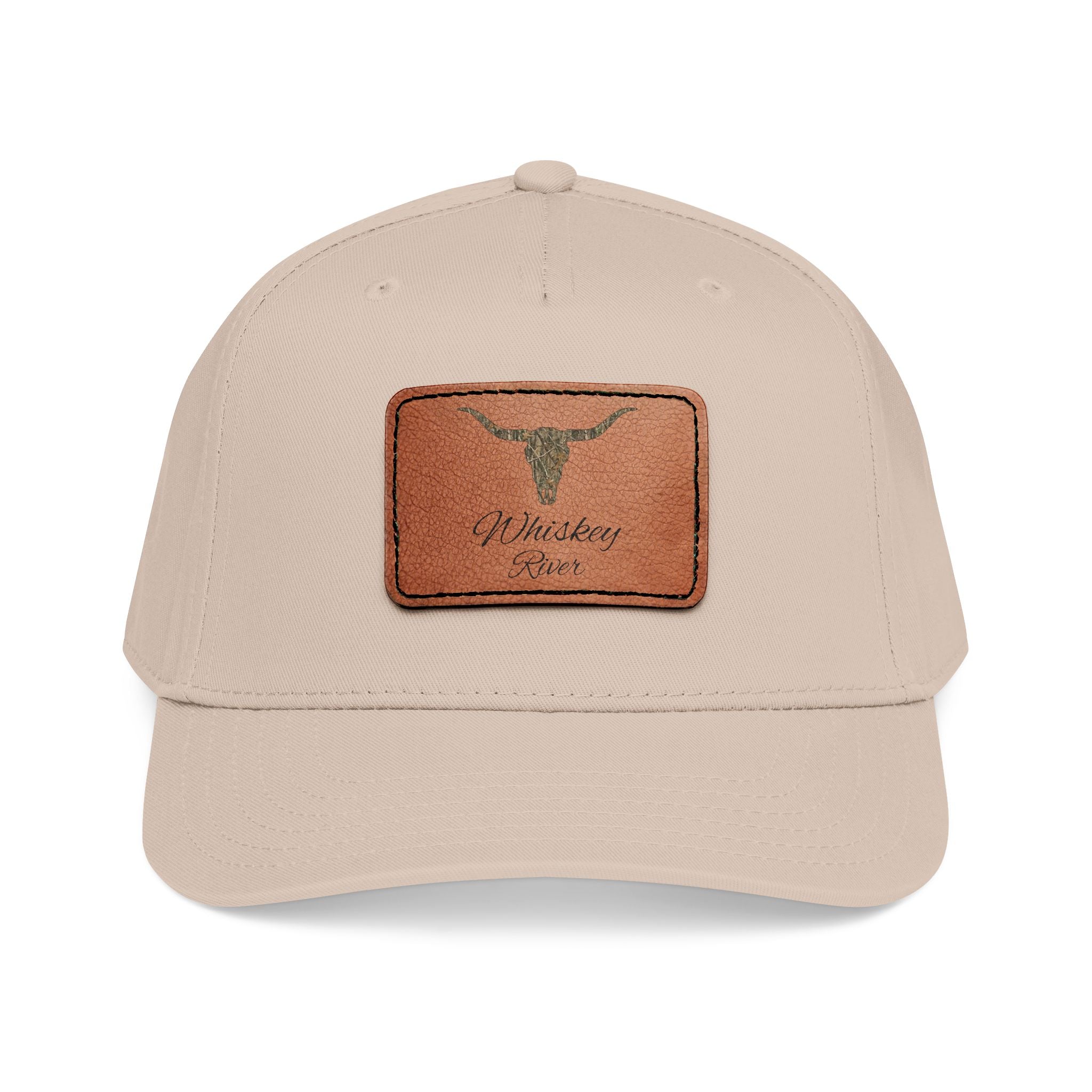 Leather Patch Baseball Cap — Western Longhorn Design