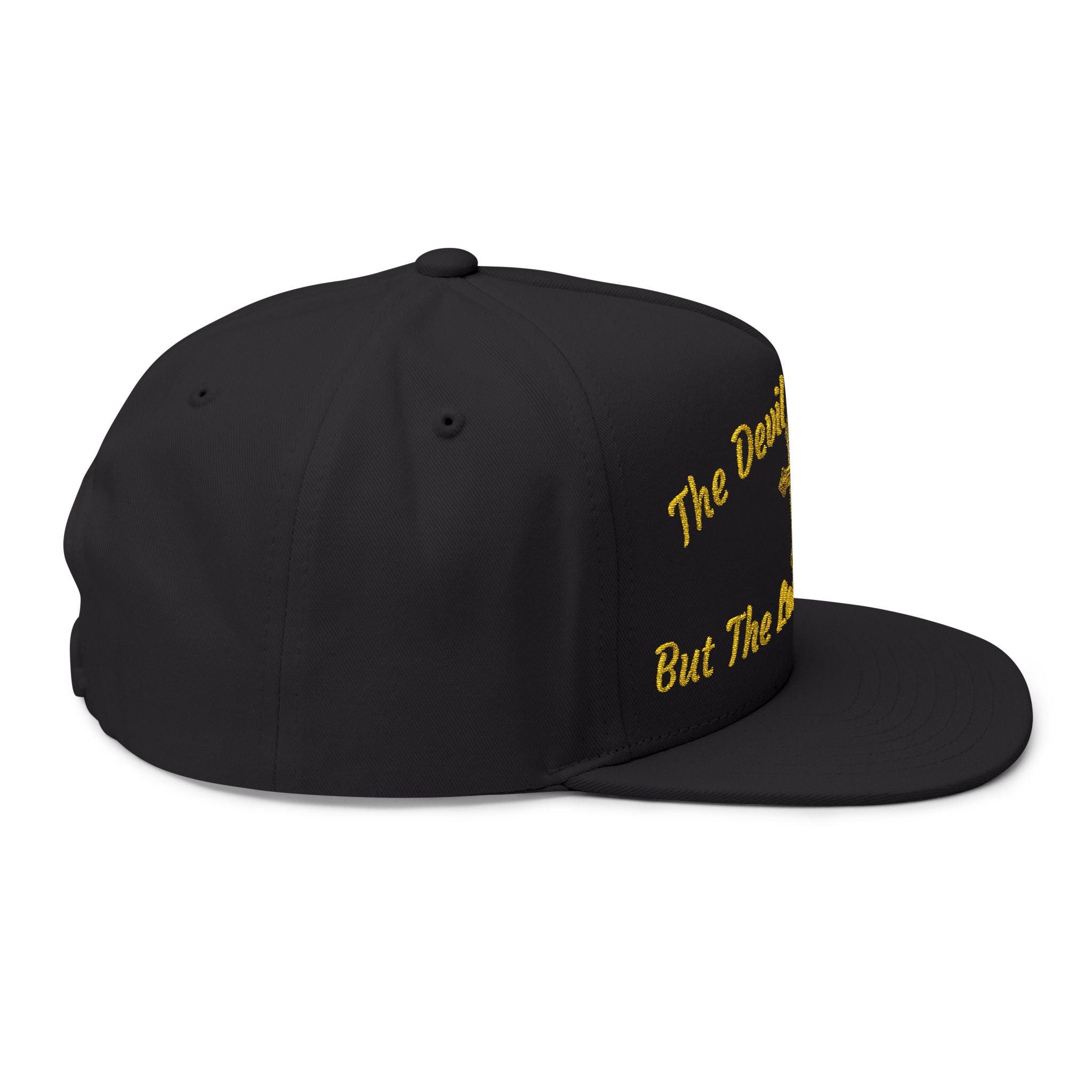 Embroidered Faith Flat Bill Cap — "The Devil Can Scare But The Lord Has Won"