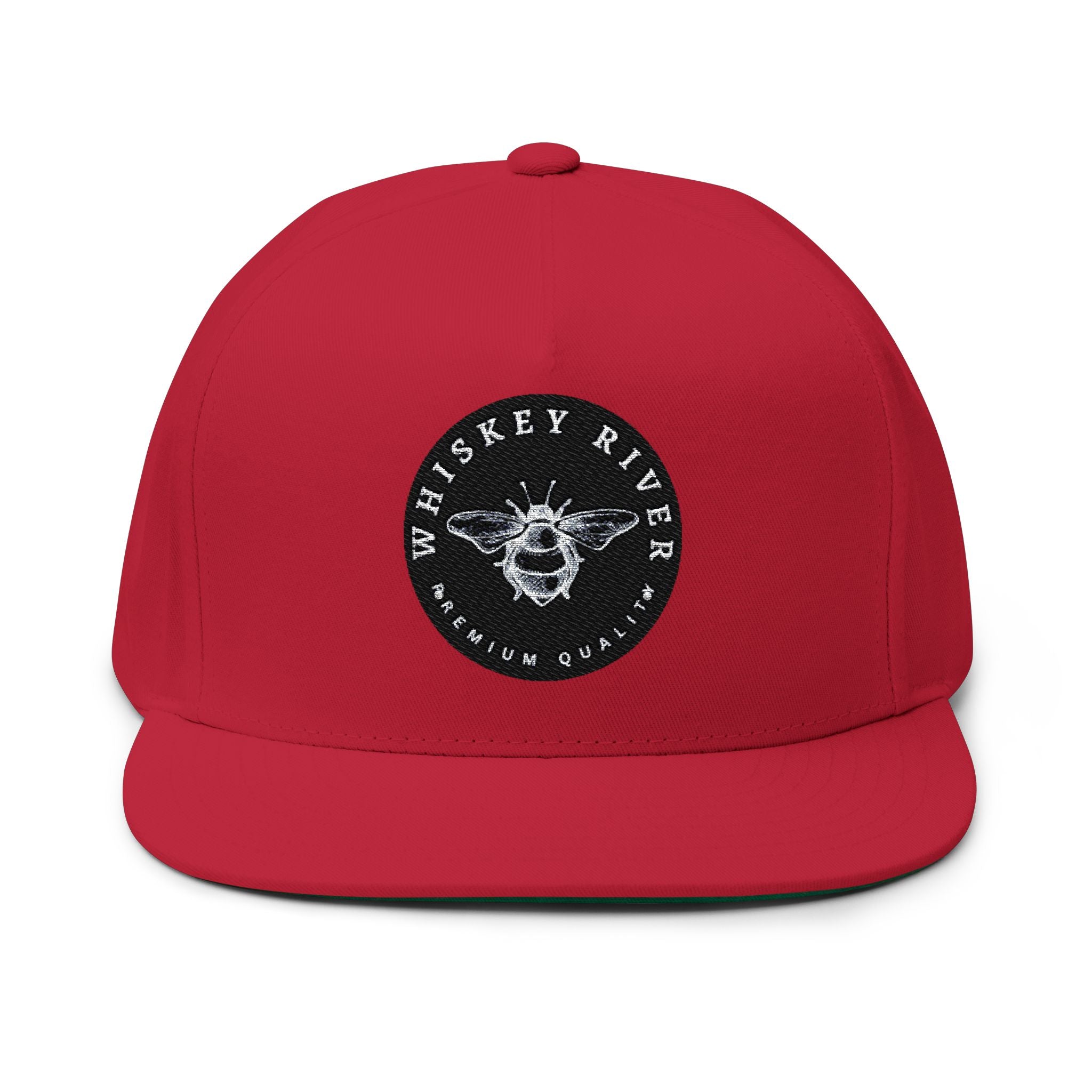 Flat Bill Cap — Whiskey River Embroidered Bee Patch Snapback